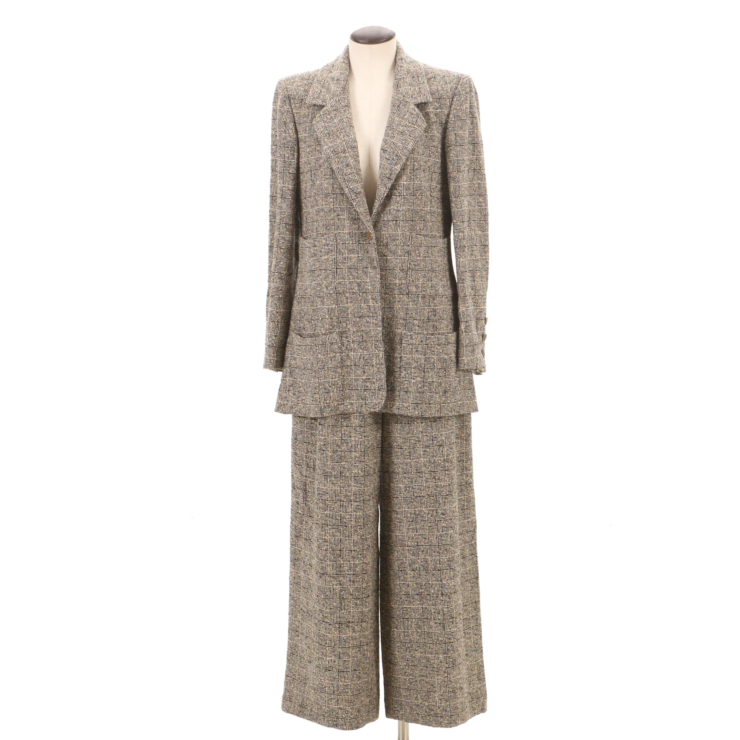 Chanel Boutique Fall/Winter 1997 Black and Tan Tweed Pantsuit
