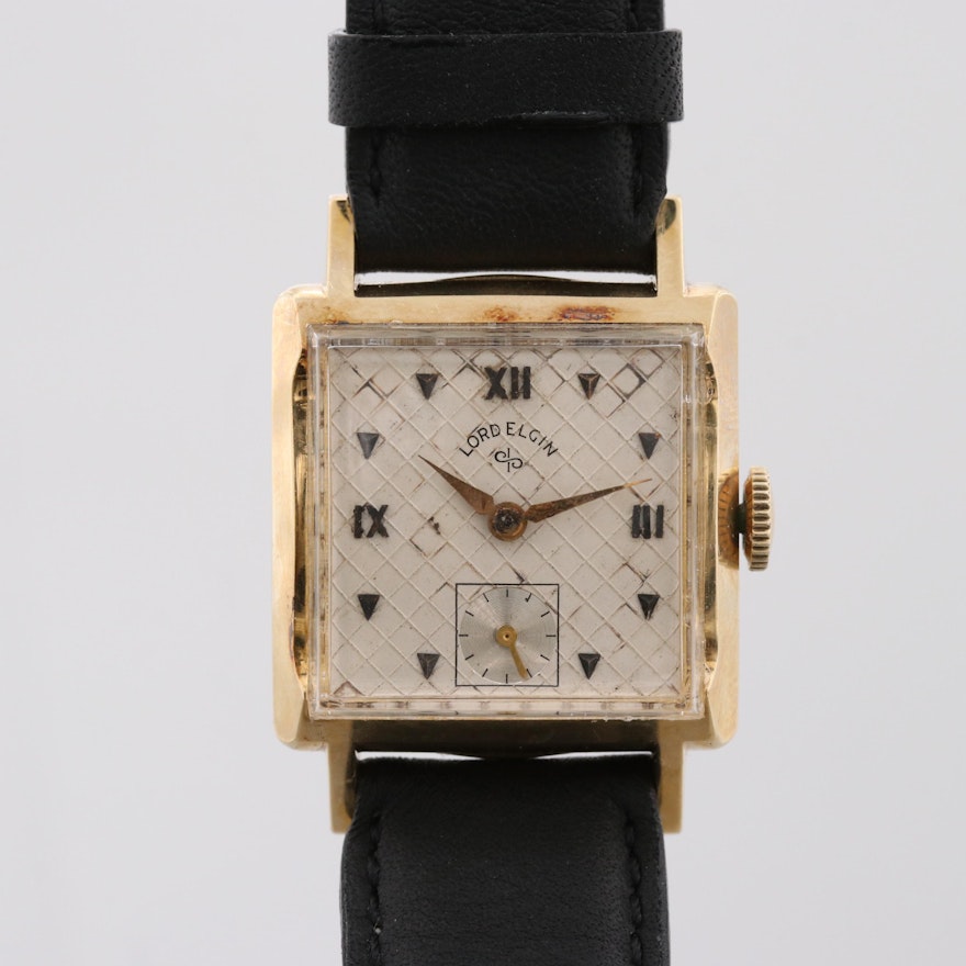 Circa 1950s Lord Elgin 14K Yellow Gold Wristwatch