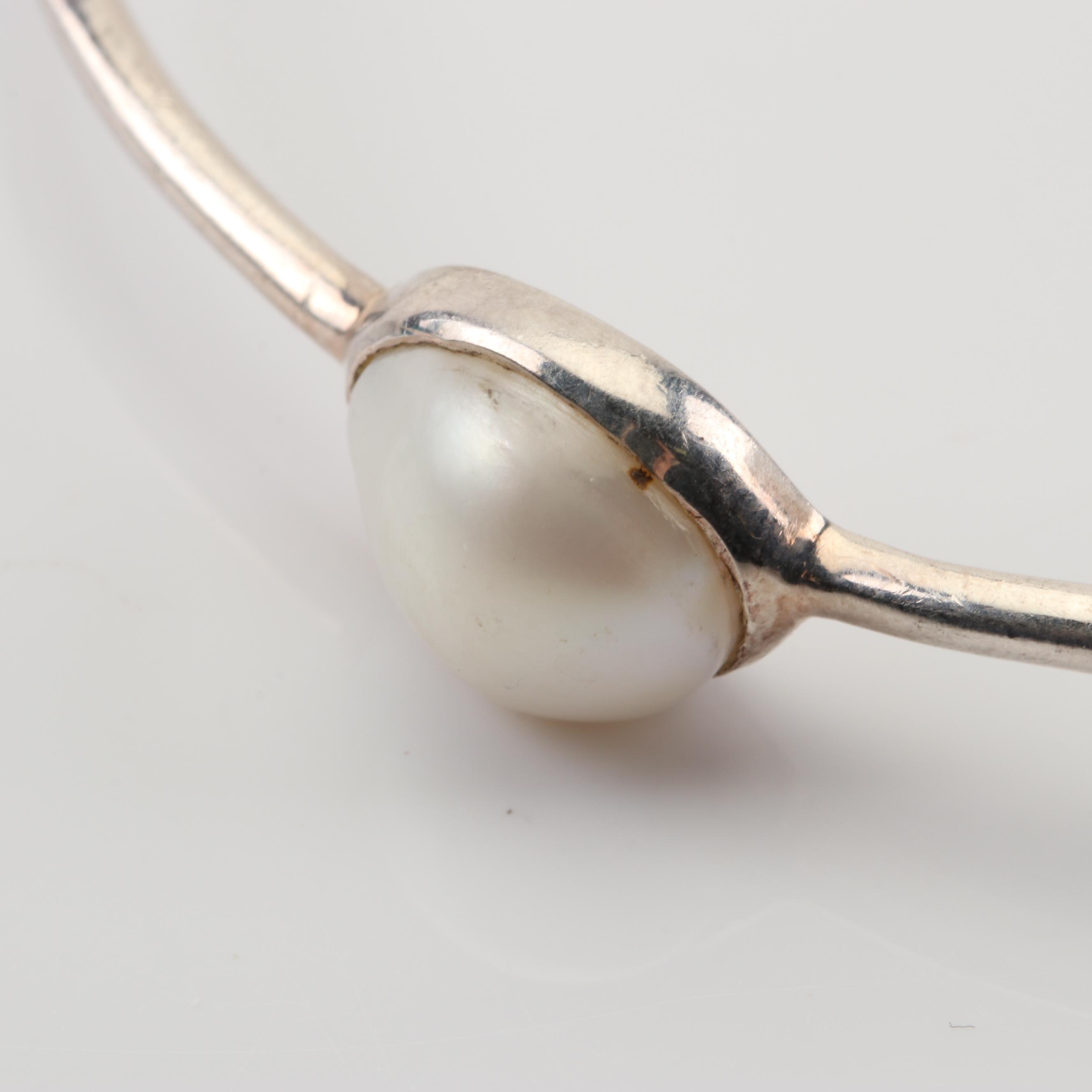Sterling Silver Freshwater Pearl Bangle Bracelet