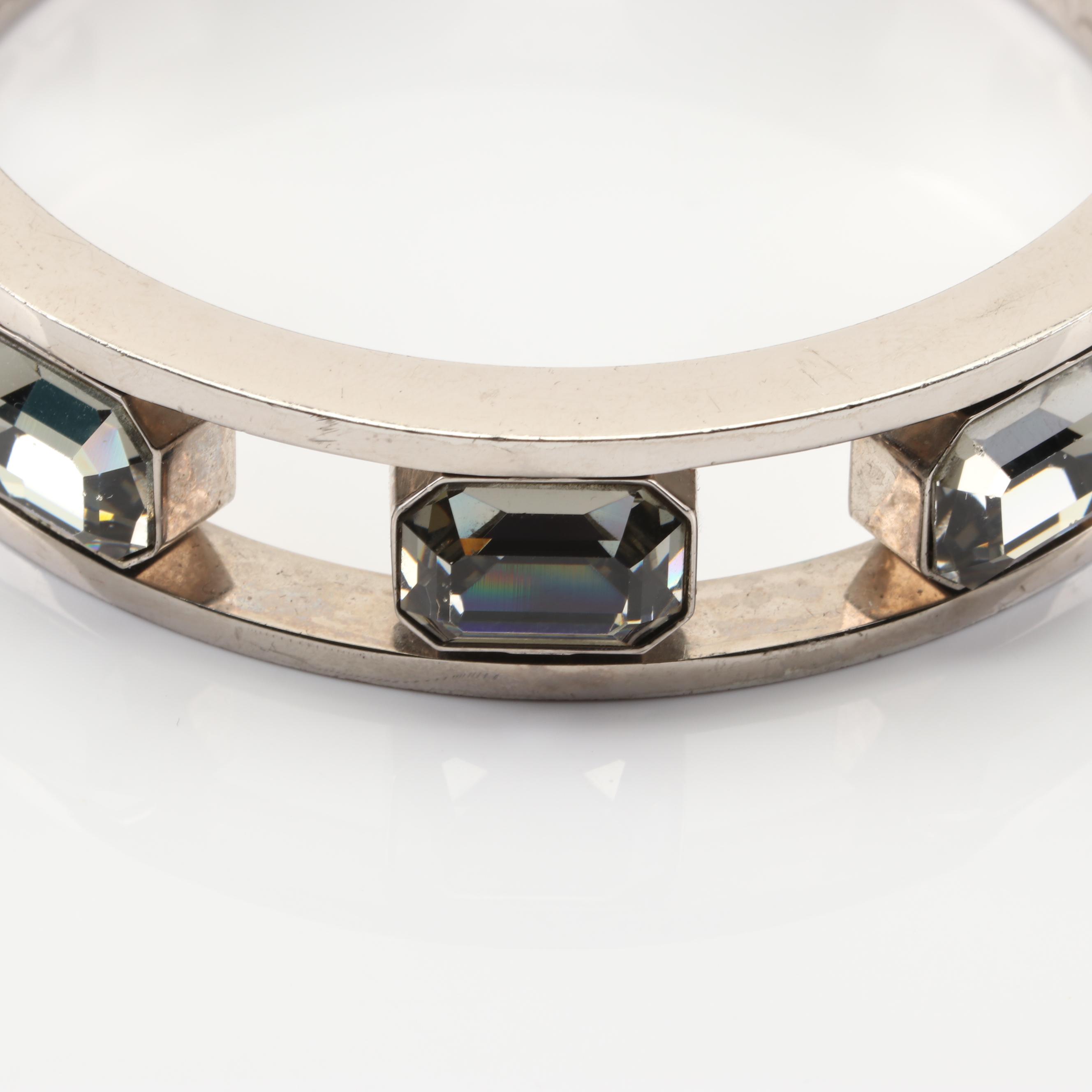 Michael Teperson Bezel Set Glass Gemstone Bangle Bracelet