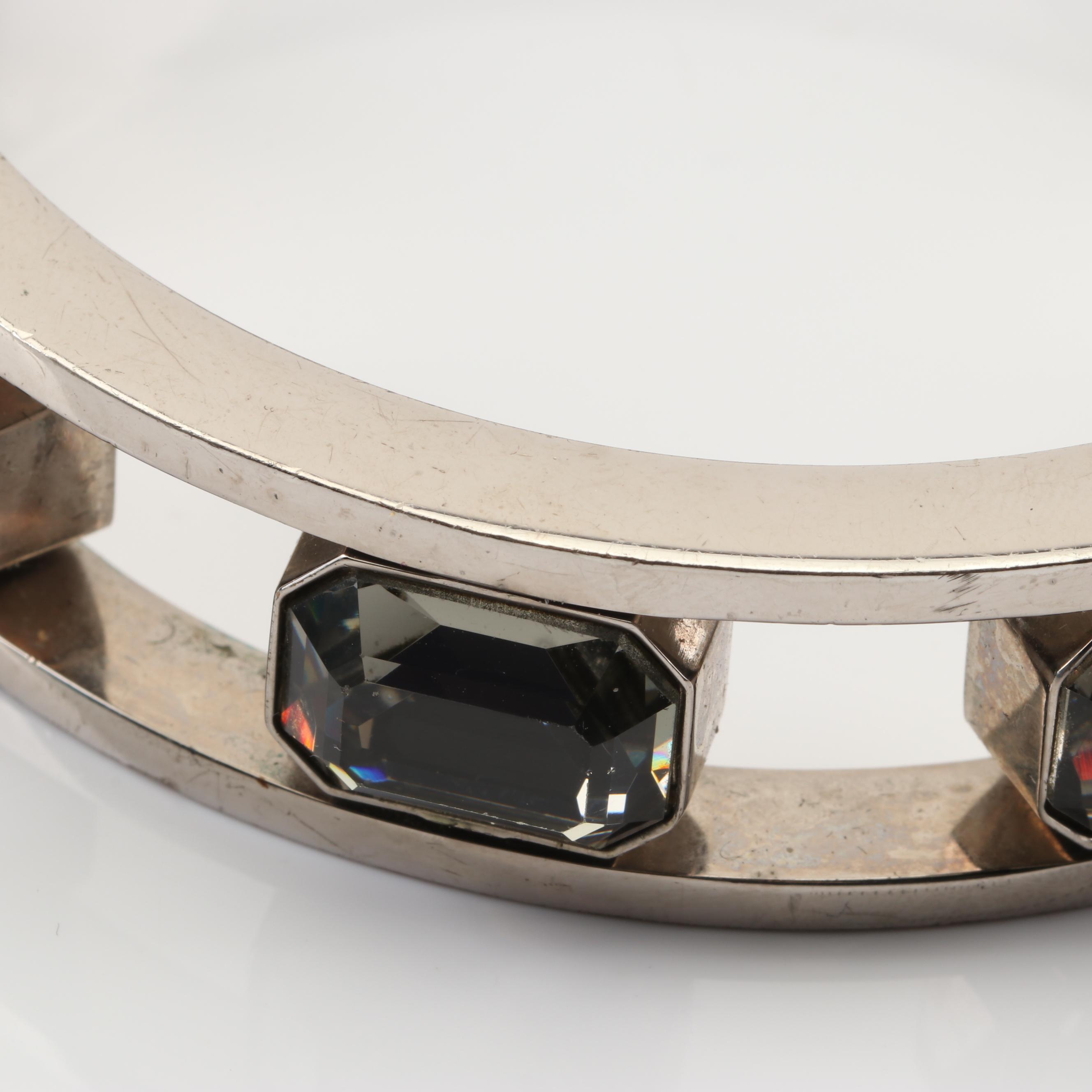 Michael Teperson Bezel Set Glass Gemstone Bangle Bracelet