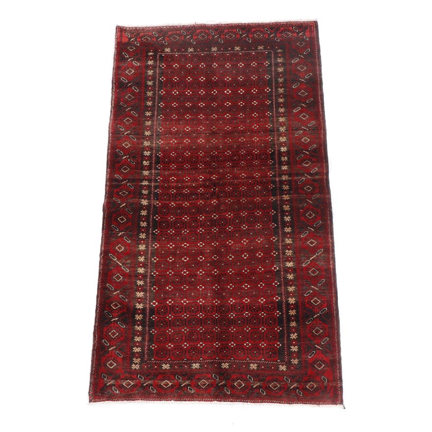 Hand-Knotted Baluchi Afshan Wool Rug