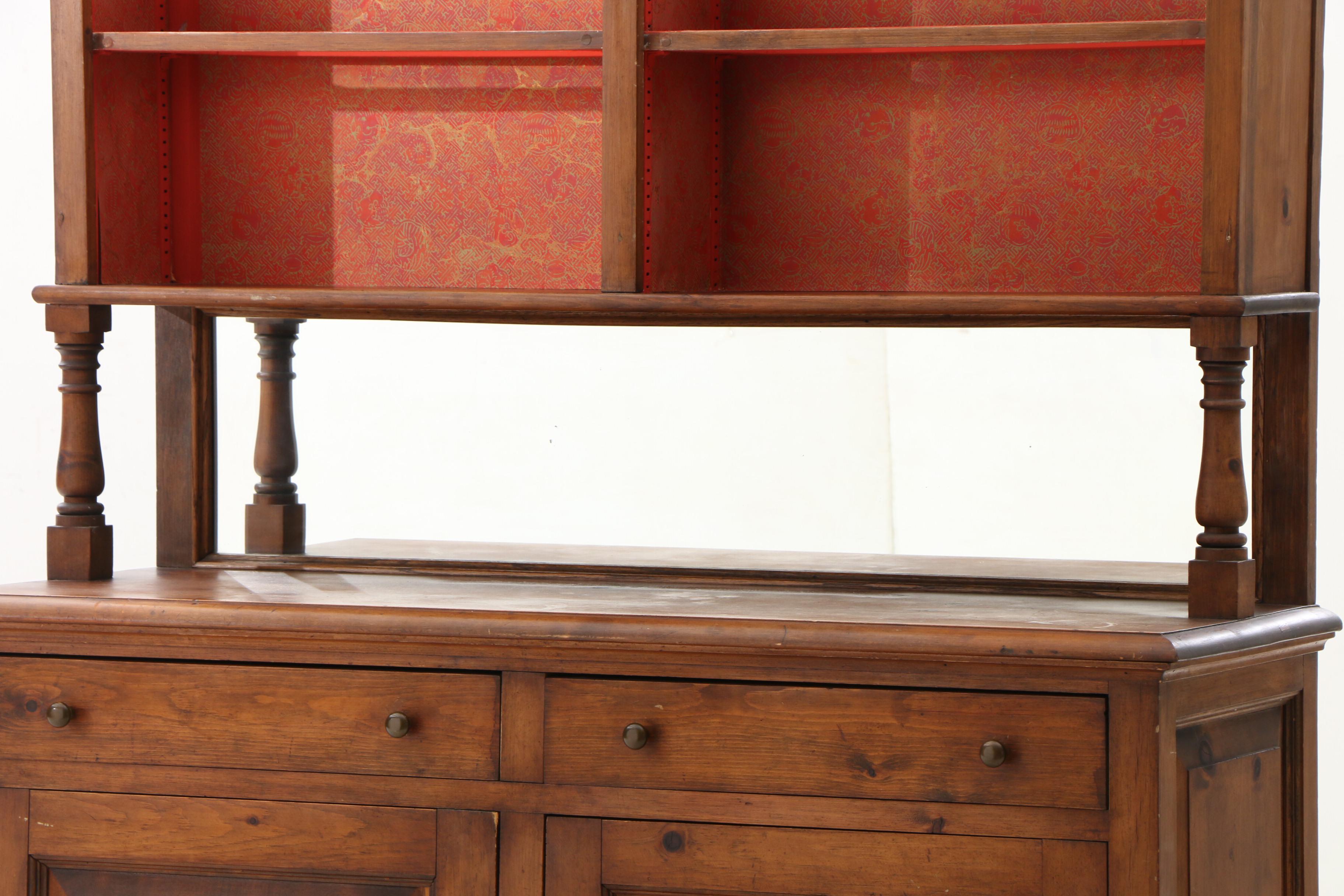 Colonial Revival Pine and Mixed Woods Side Server by Rowe & Giles, Mid 20th c.