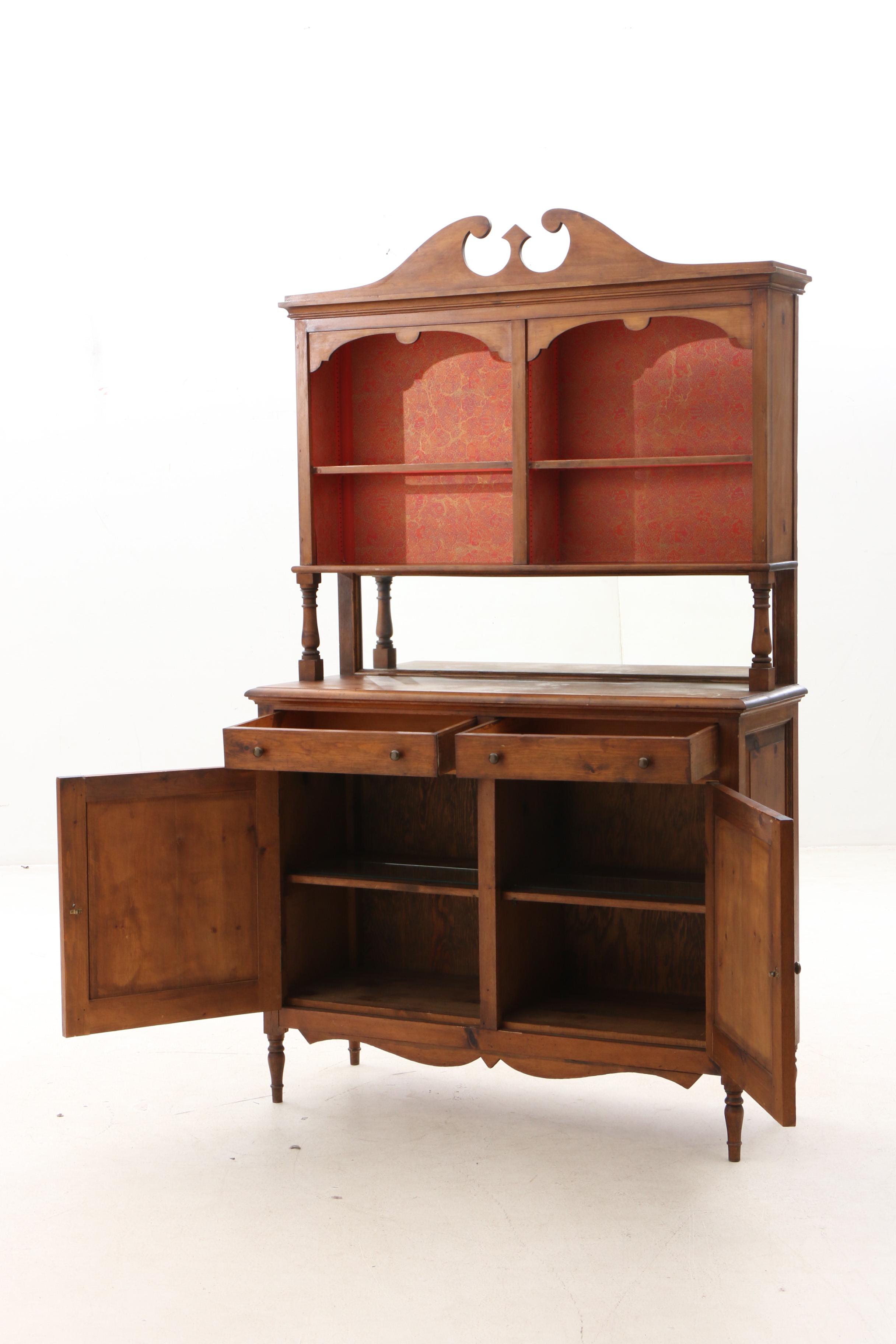 Colonial Revival Pine and Mixed Woods Side Server by Rowe & Giles, Mid 20th c.