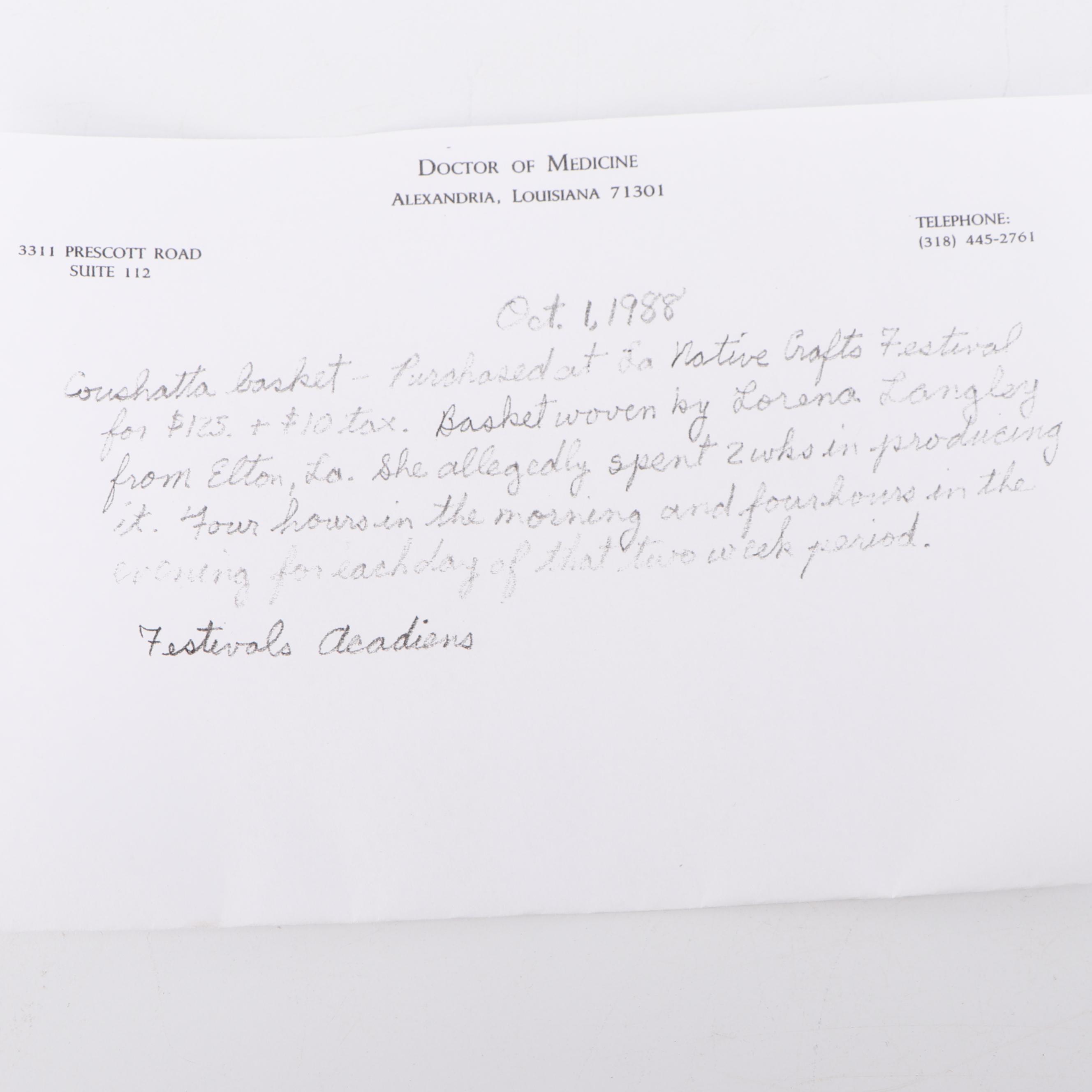 Handwoven Loretta Langley Coushatta Basket