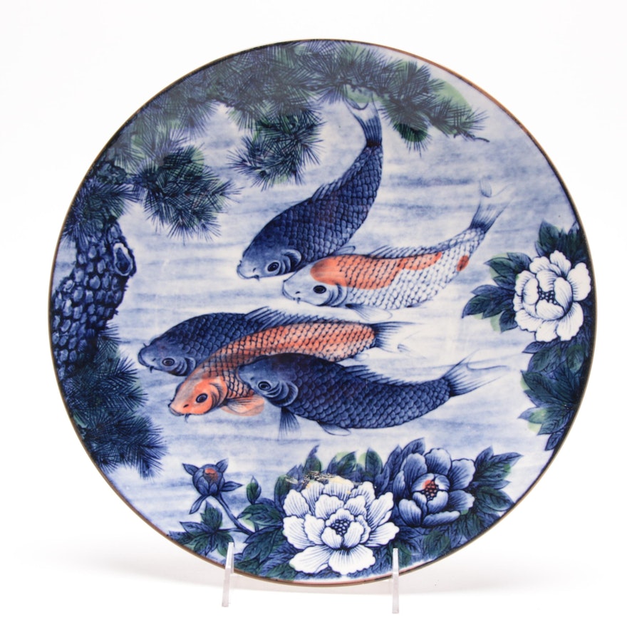 Japanese Hand Painted Koi Fish Platter