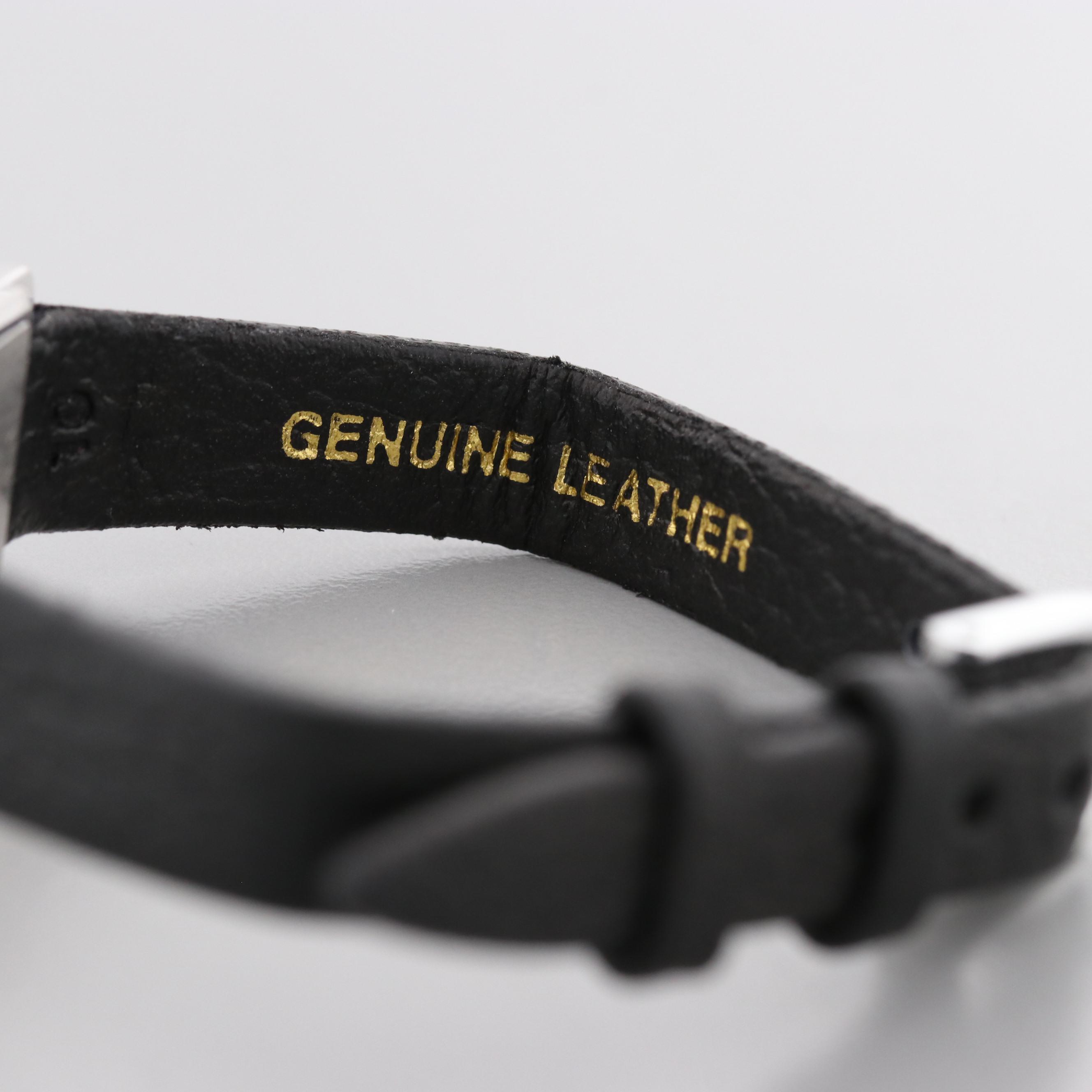 Geneve 14K White Gold Tank Shape Quartz Watch With Diamond Bezel