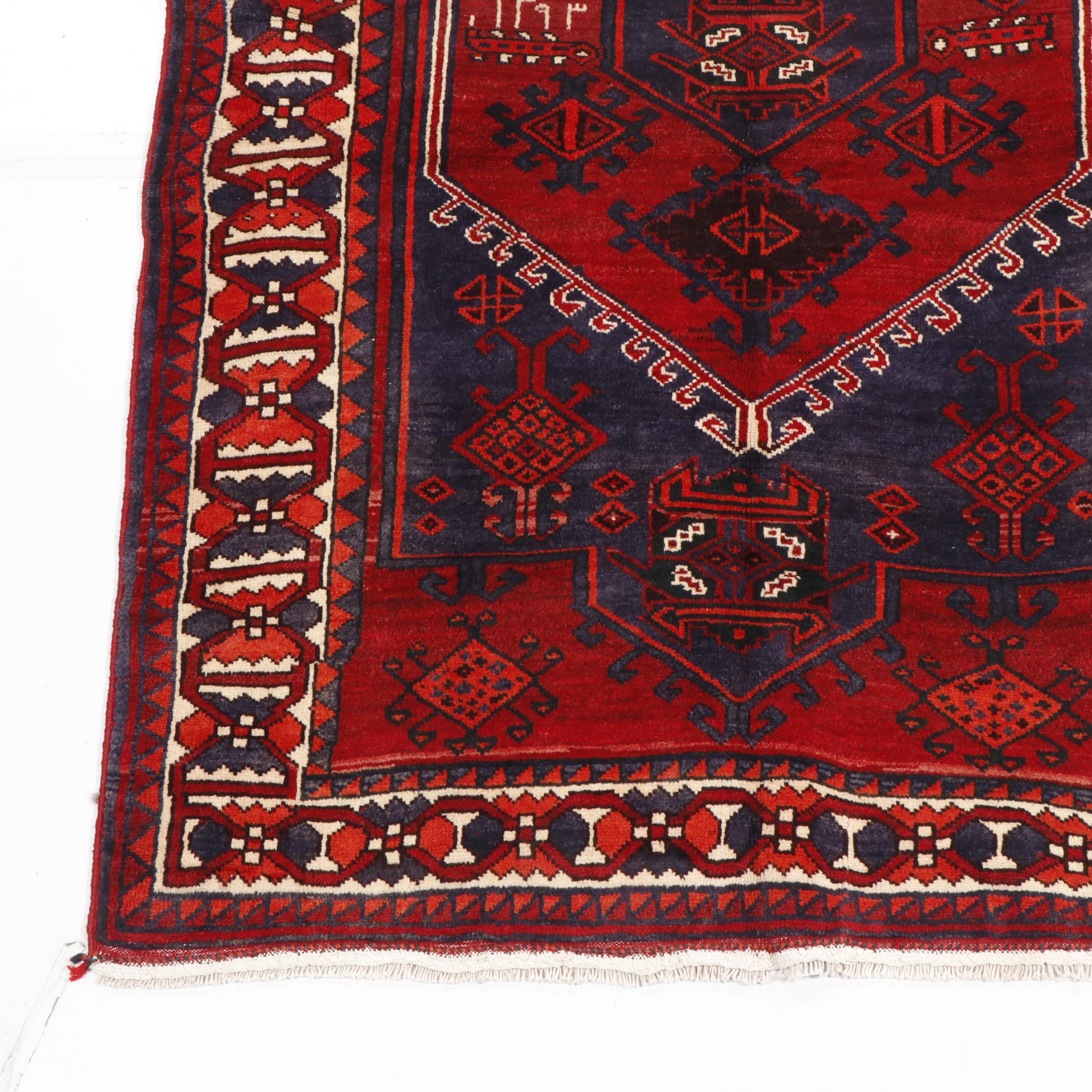 Hand-Knotted Caucasian Kazak Wool Rug