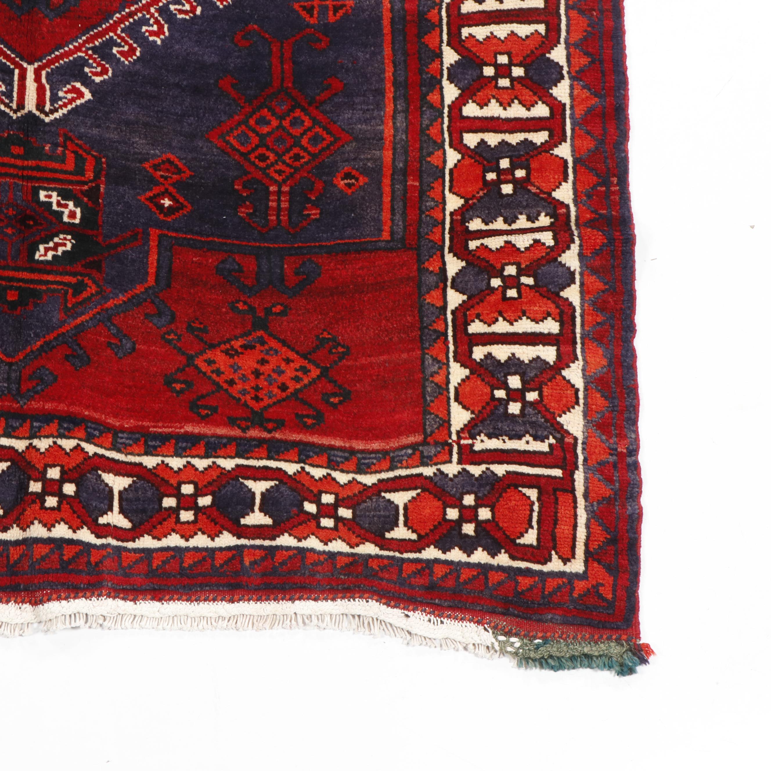 Hand-Knotted Caucasian Kazak Wool Rug