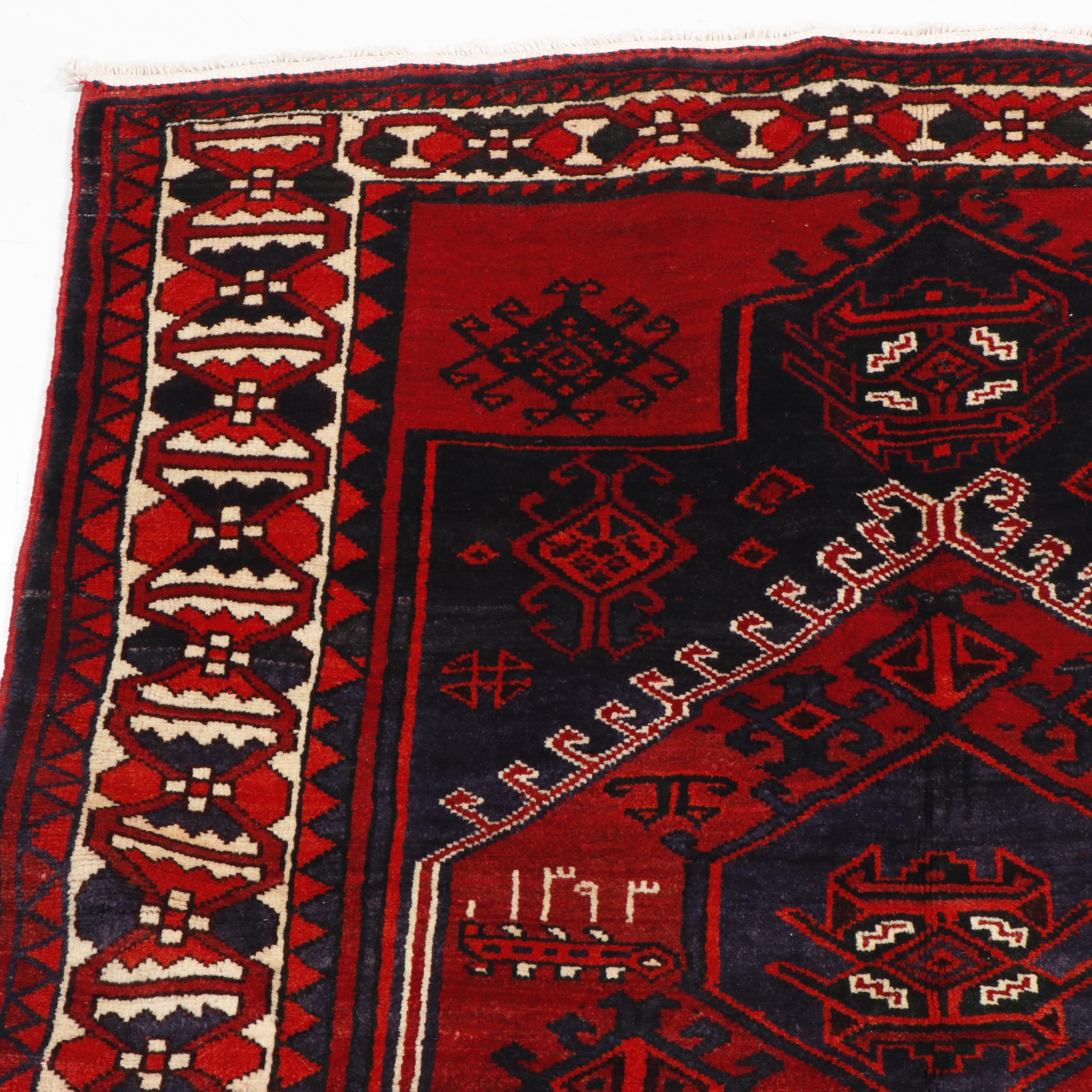 Hand-Knotted Caucasian Kazak Wool Rug