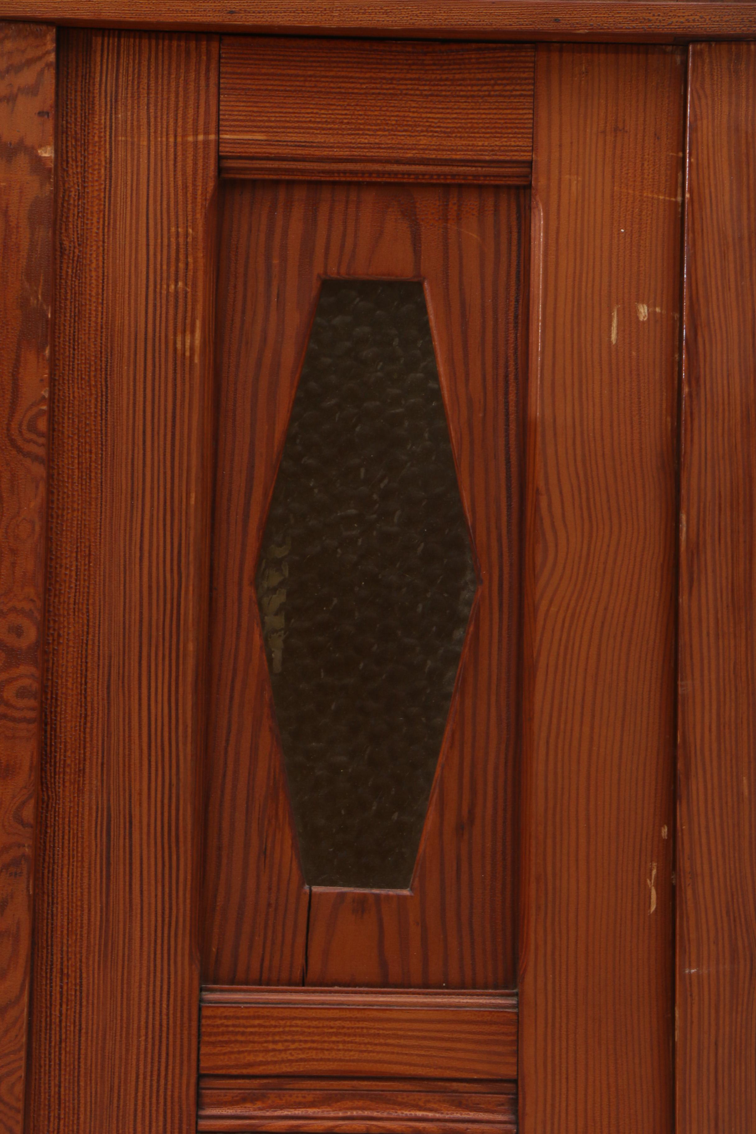 Yellow Pine Mirrored Wardrobe, Probably Southern, Early 20th Century