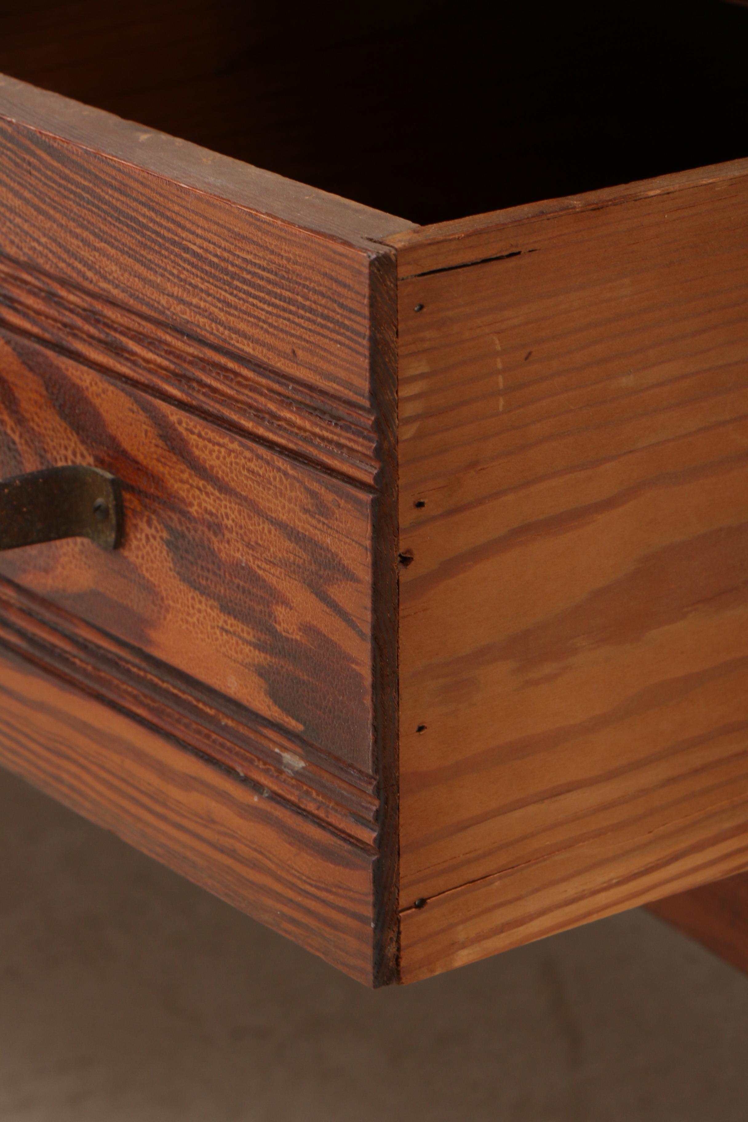 Yellow Pine Mirrored Wardrobe, Probably Southern, Early 20th Century