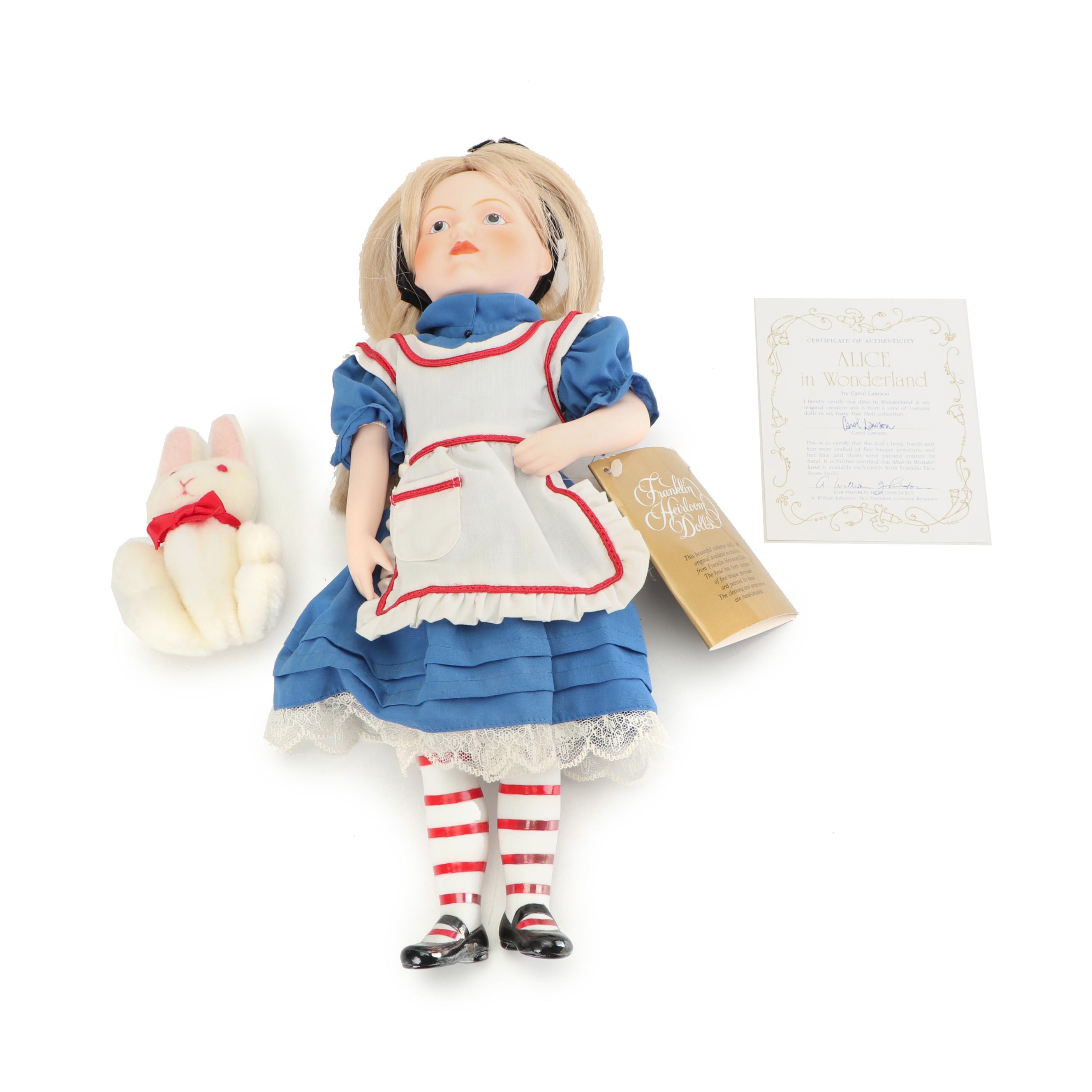 Franklin Heirloom "Alice in Wonderland" Porcelain Doll by Carol Lawson