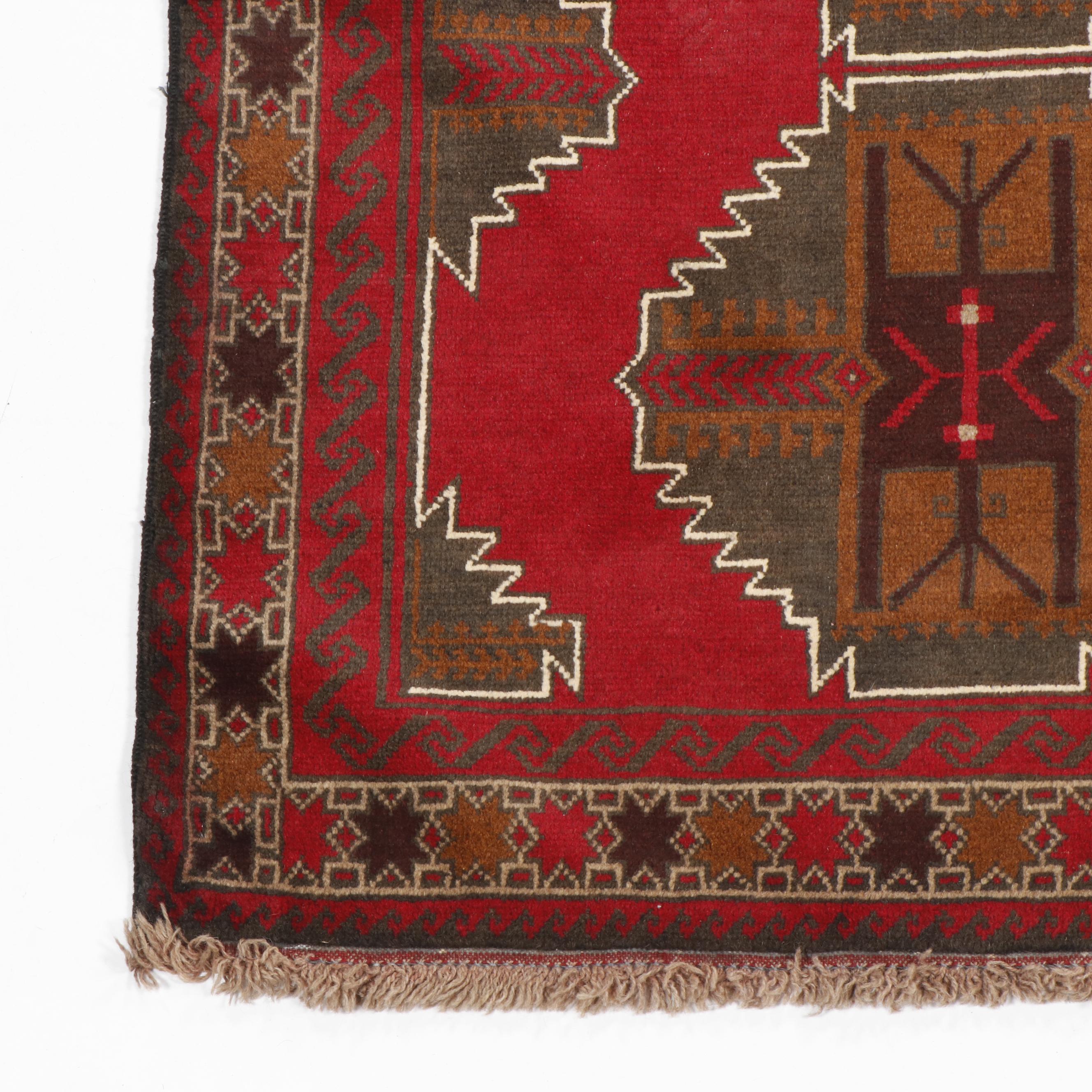 Contemporary Hand-Knotted Pakistani Baluch Wool Rug