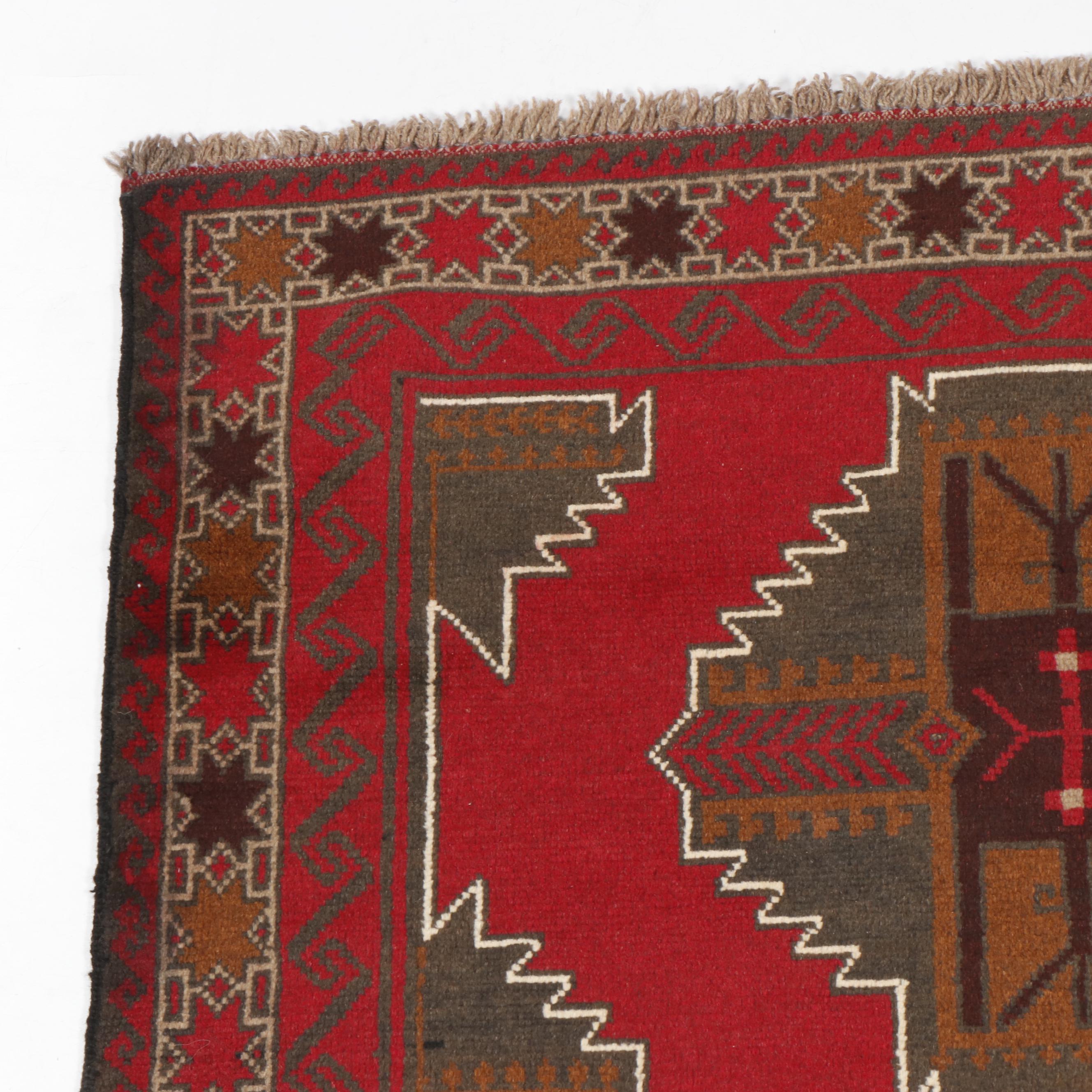 Contemporary Hand-Knotted Pakistani Baluch Wool Rug