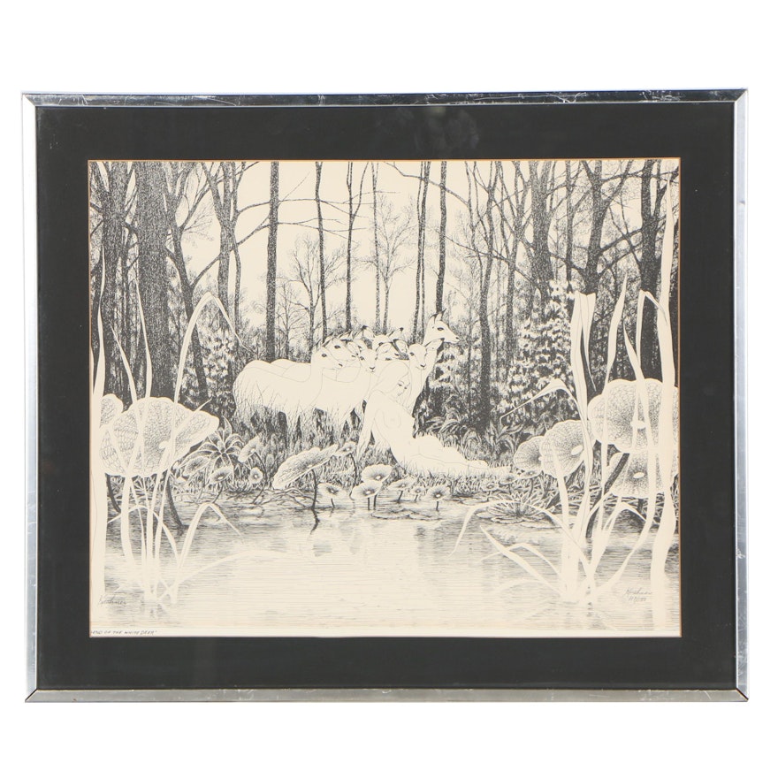 Steve Kushner Lithograph "Legend of the White Deer", 1971