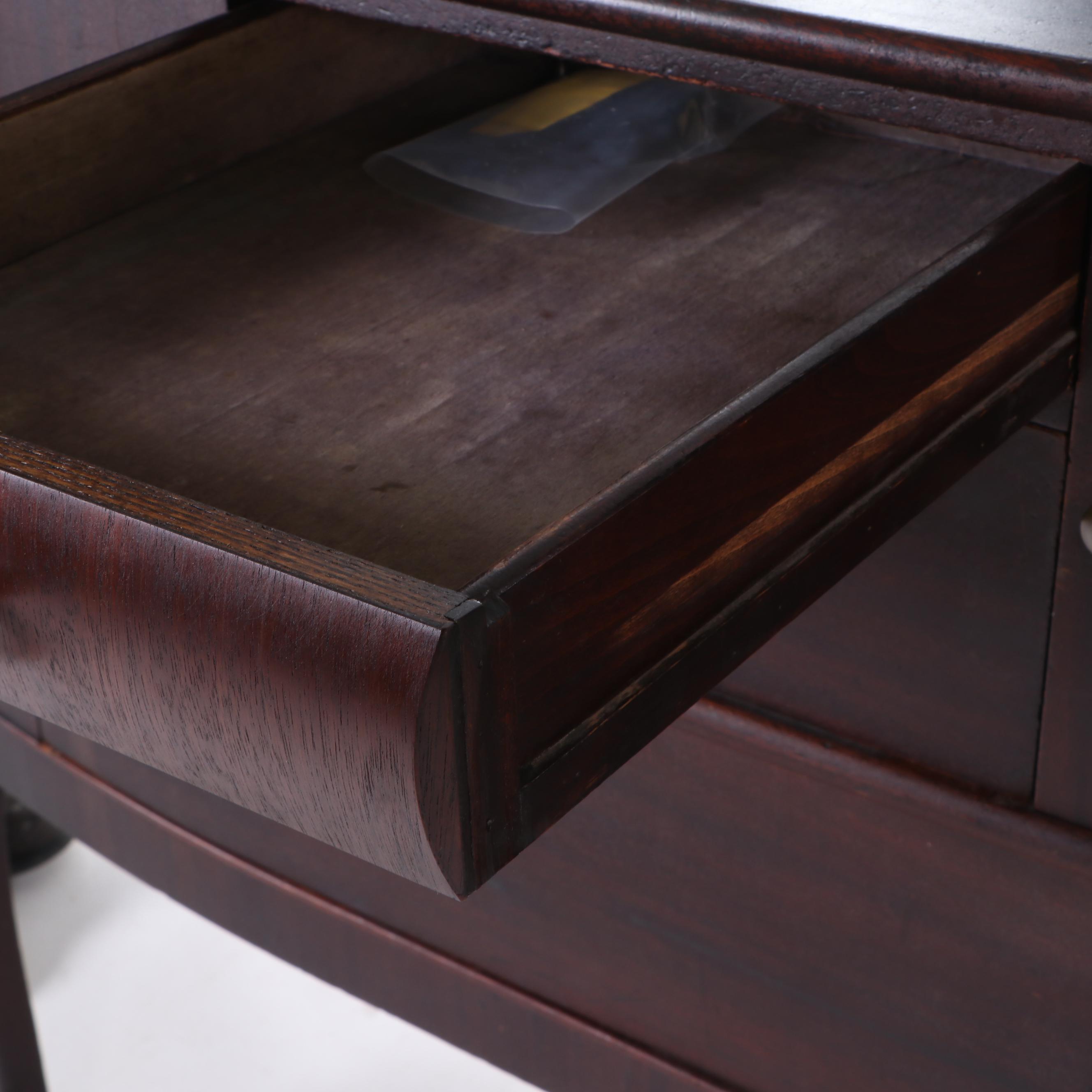 Chippendale Style Mahogany and Leaded Glass Sideboard, Early 20th Century