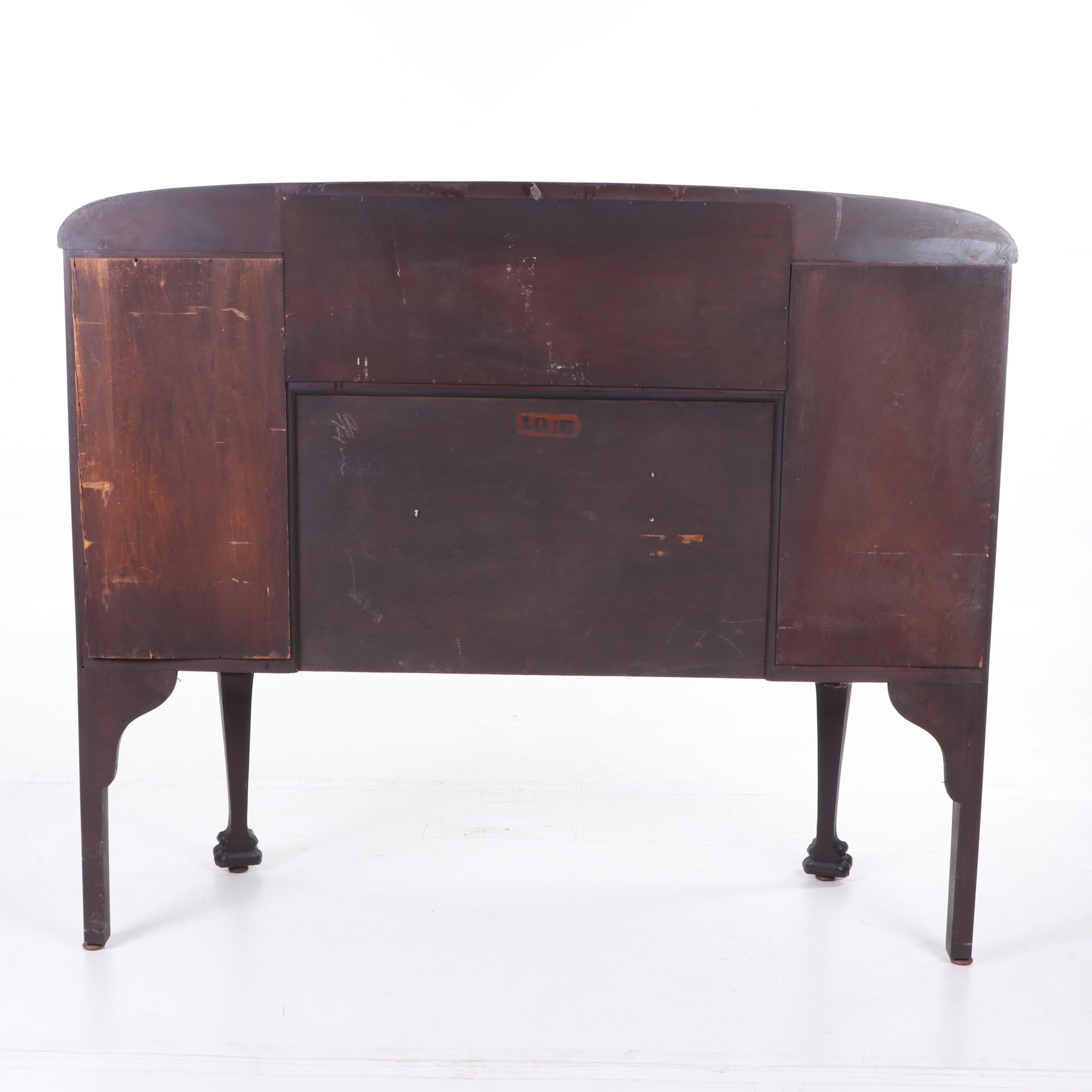 Chippendale Style Mahogany and Leaded Glass Sideboard, Early 20th Century