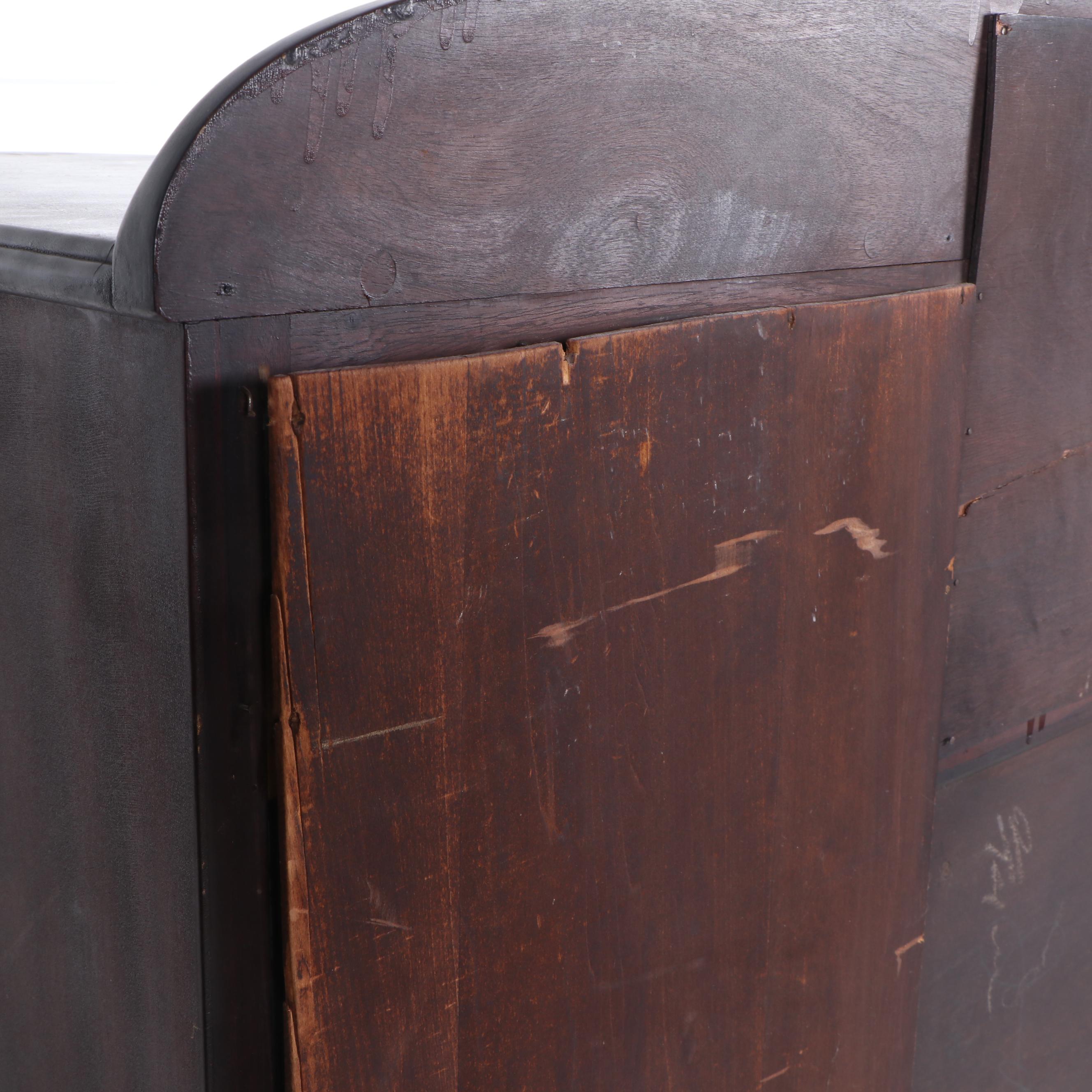 Chippendale Style Mahogany and Leaded Glass Sideboard, Early 20th Century
