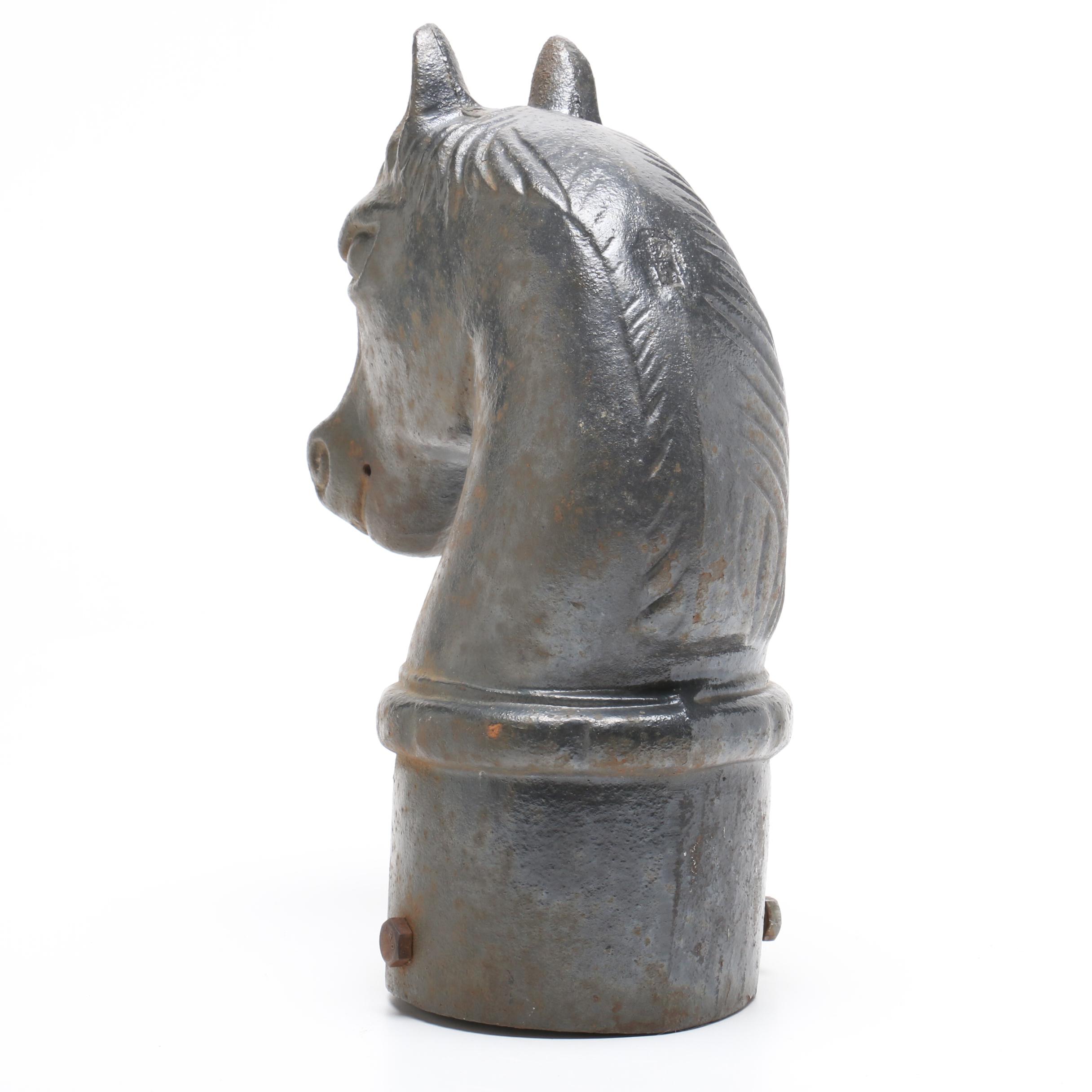 Cast Metal Figural Horse Hitching Post Top