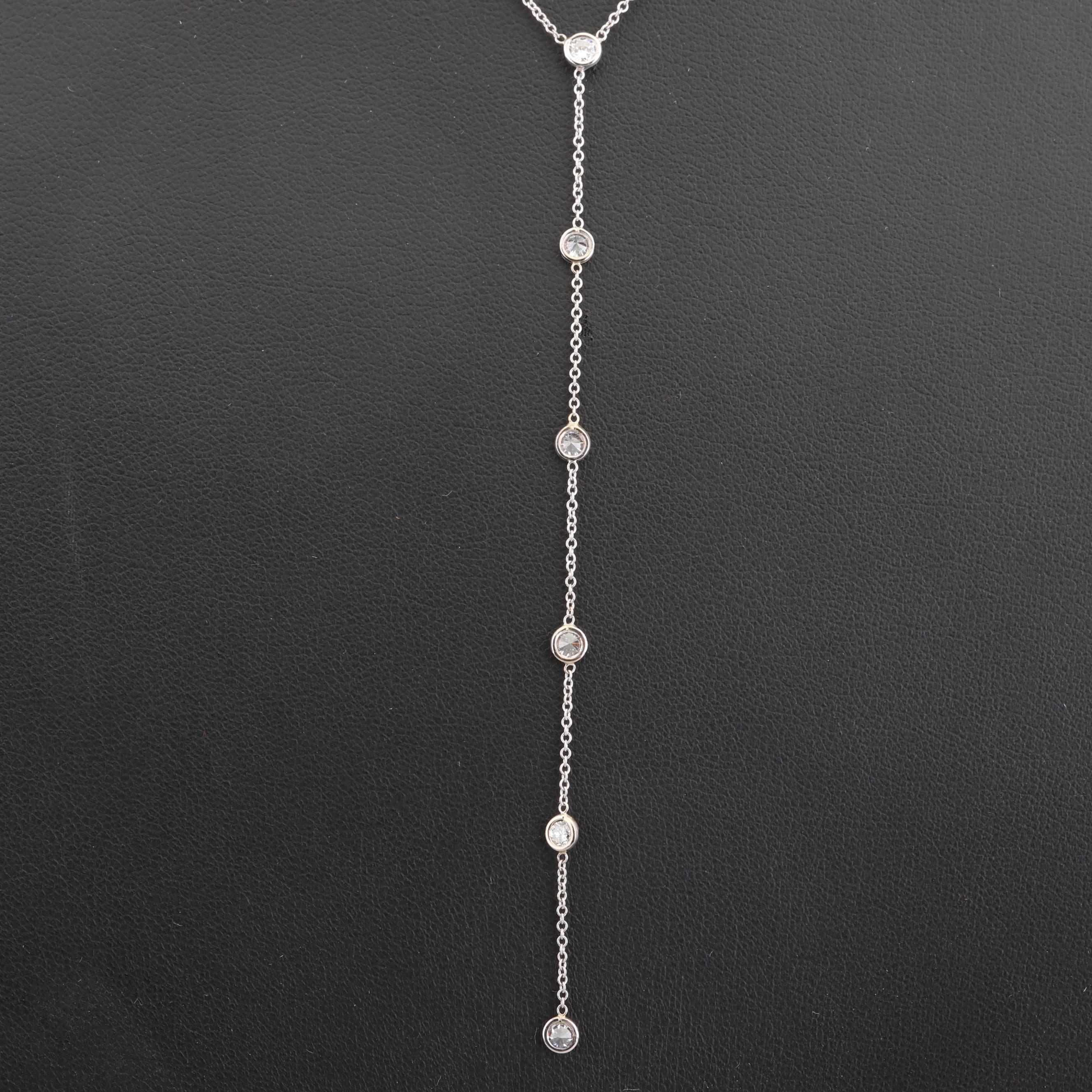 14K White Gold and Diamond Drop Necklace