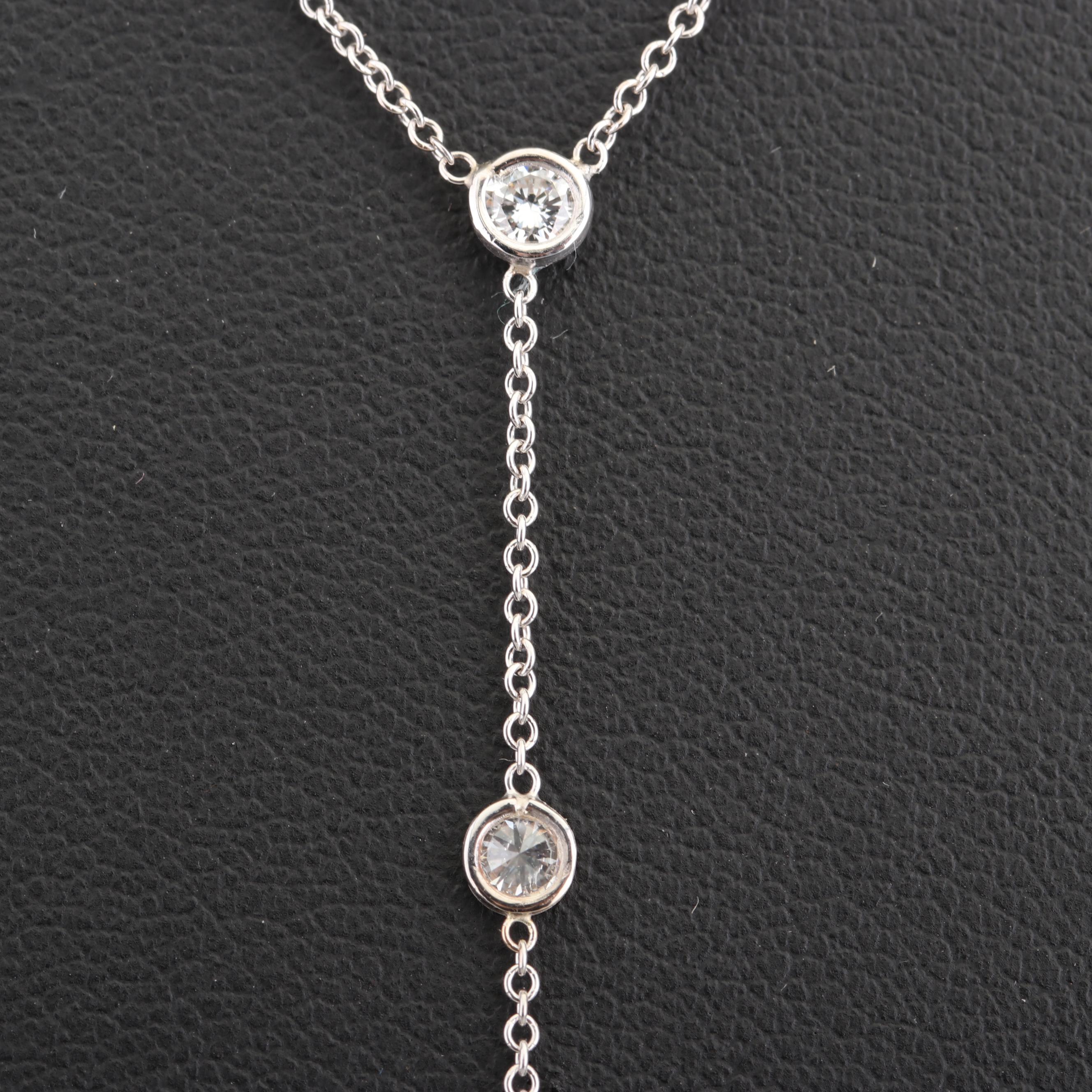 14K White Gold and Diamond Drop Necklace