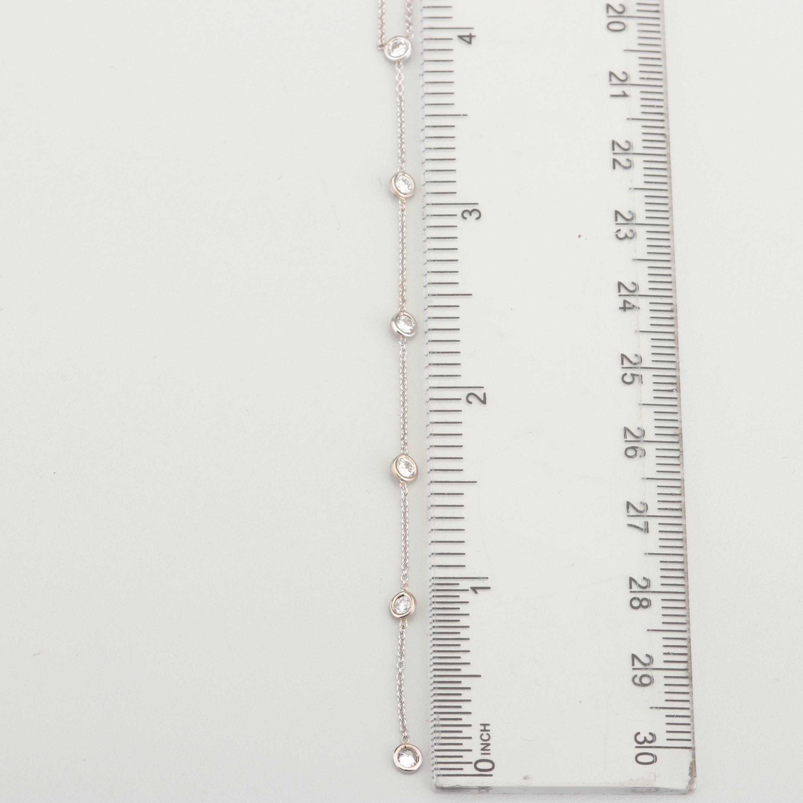 14K White Gold and Diamond Drop Necklace