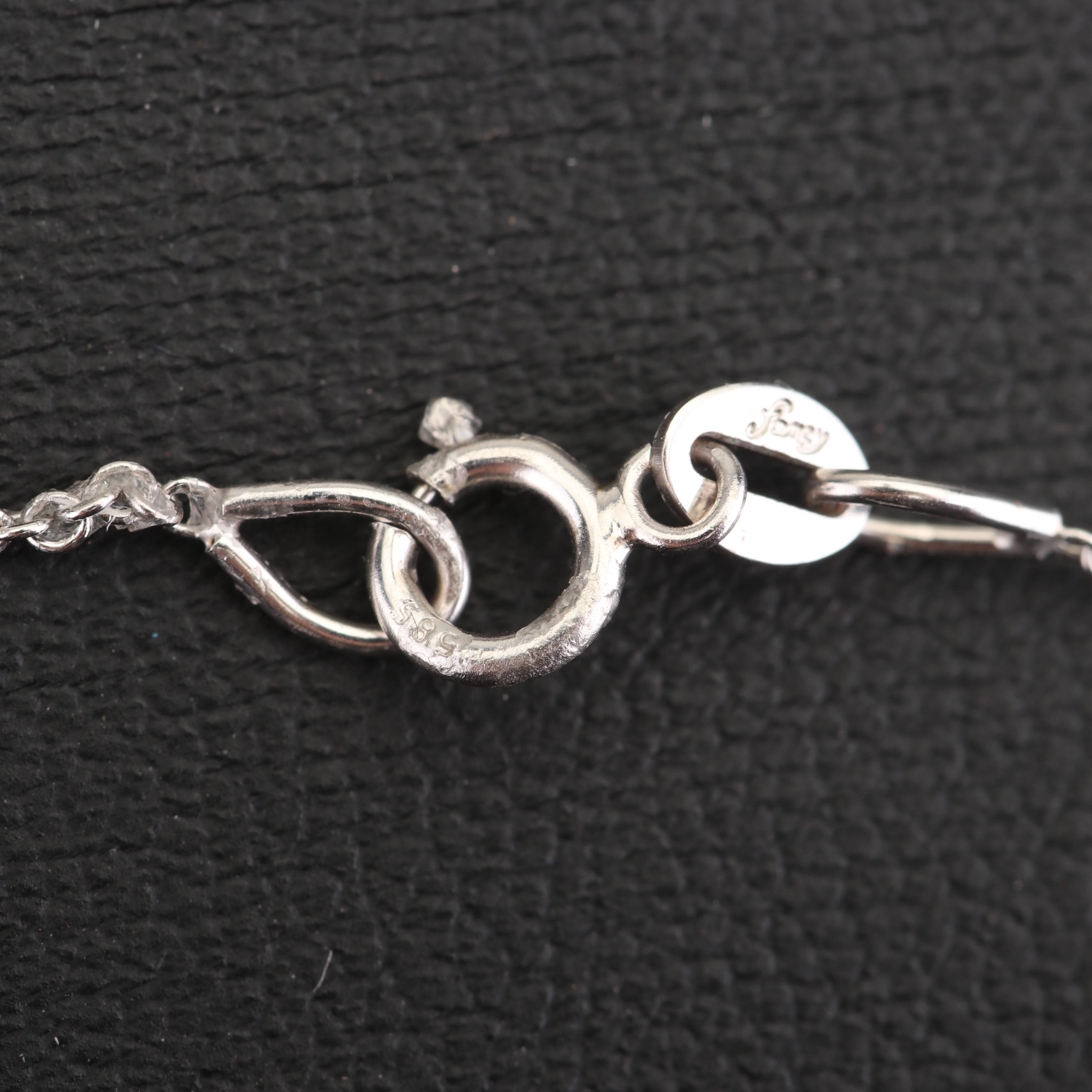 14K White Gold and Diamond Drop Necklace