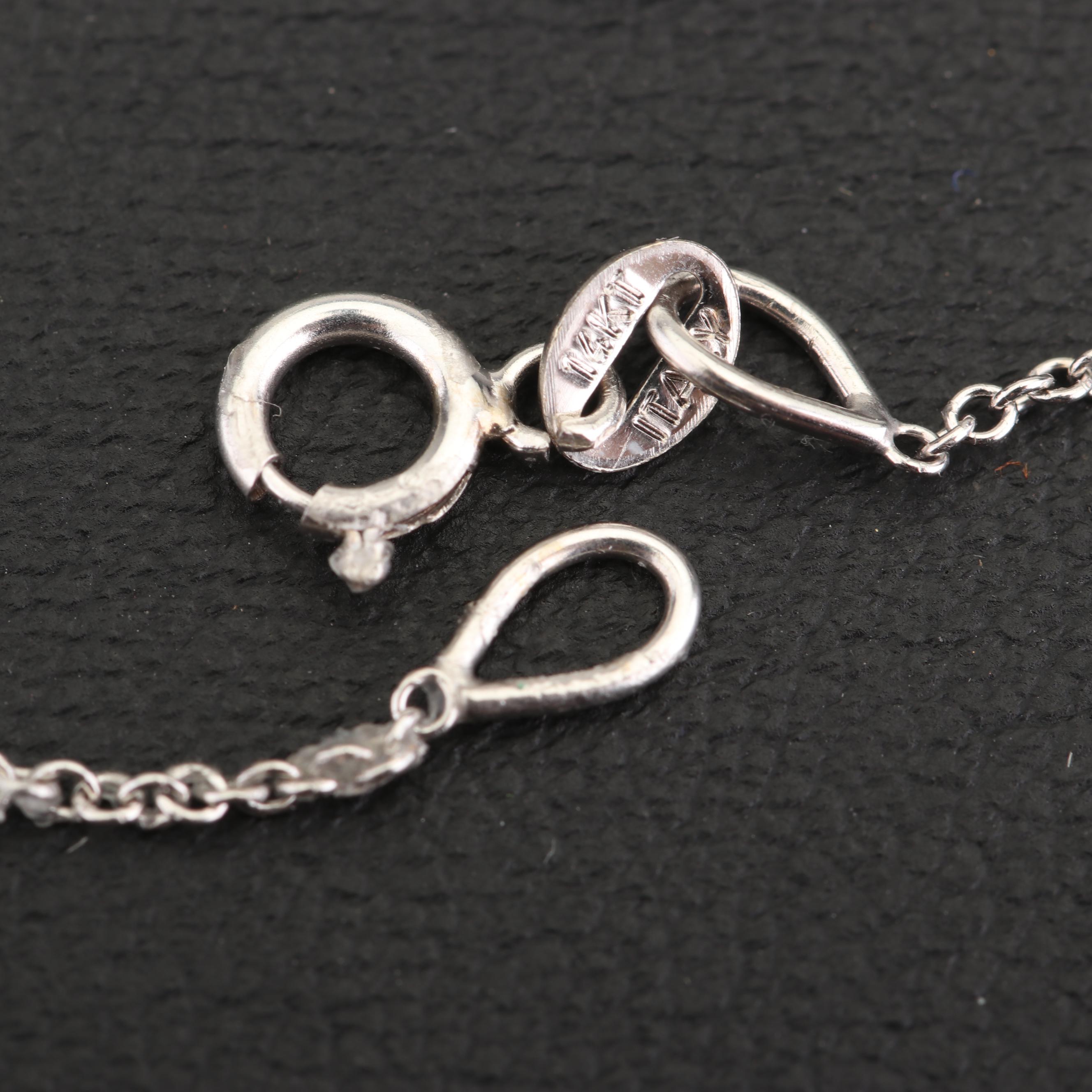 14K White Gold and Diamond Drop Necklace