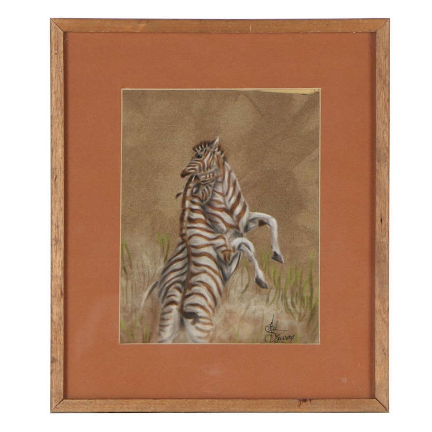 Hal Murray Acrylic Painting of Zebras