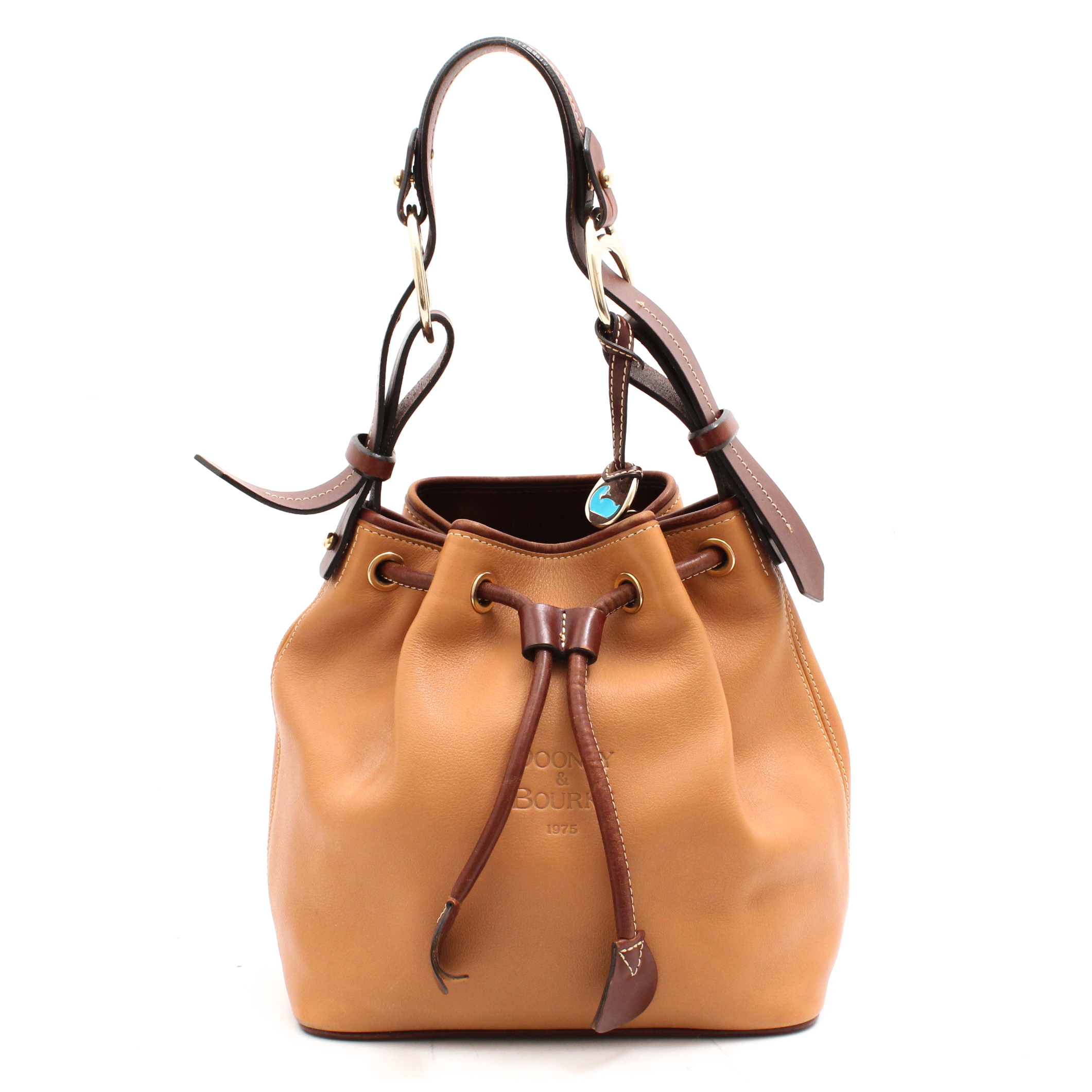 Dooney & Bourke Pebbled Leather Drawstring Bucket Bag in Desert