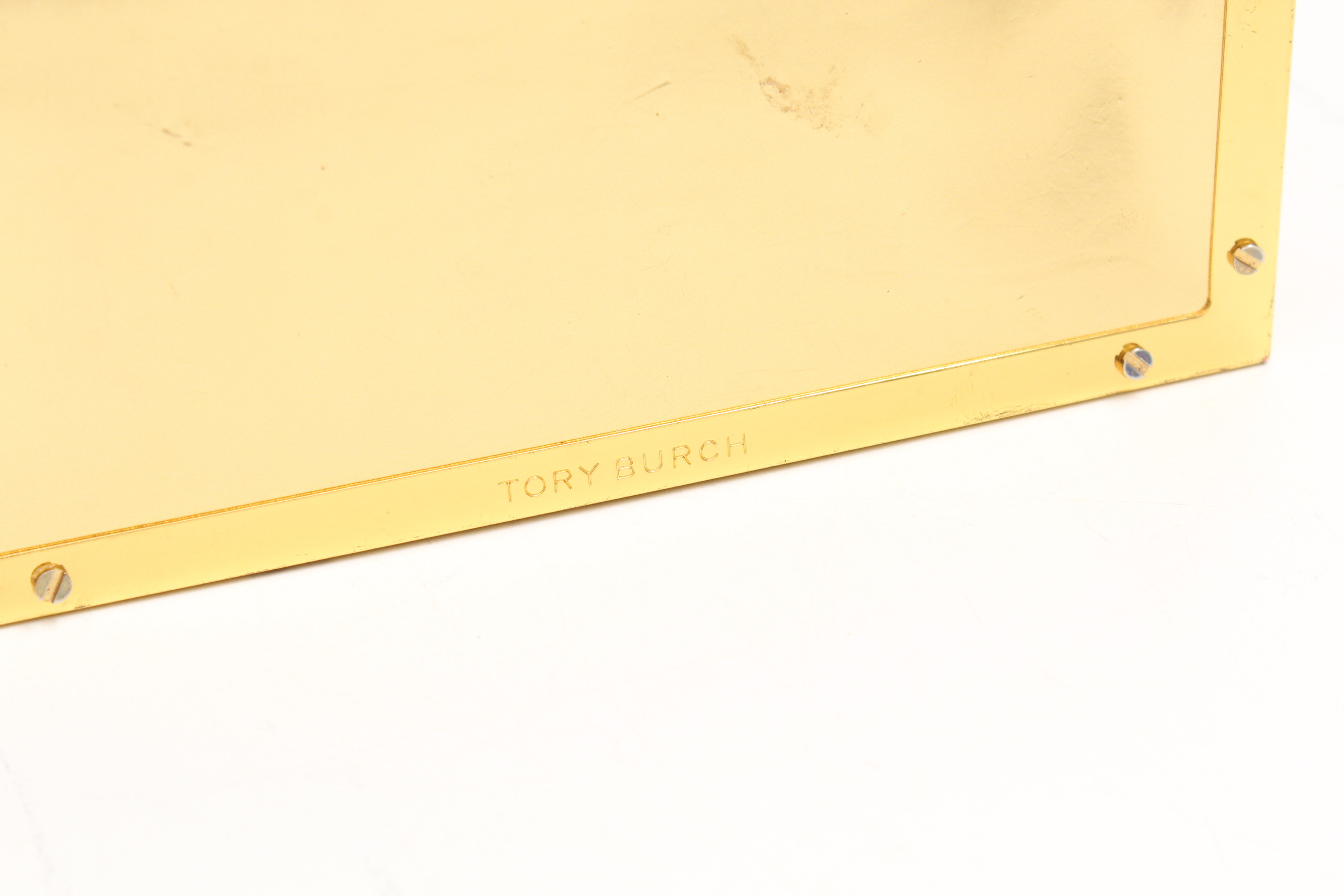 Tory Burch Dark Brown Suede Crossbody Bag and Gold Metallic Eyeglass Case