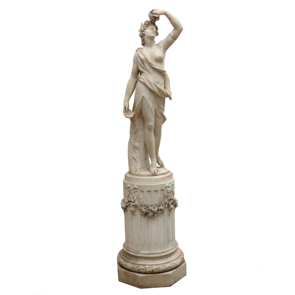 19th Century Marble Sculpture of Classical Figure on Pedestal