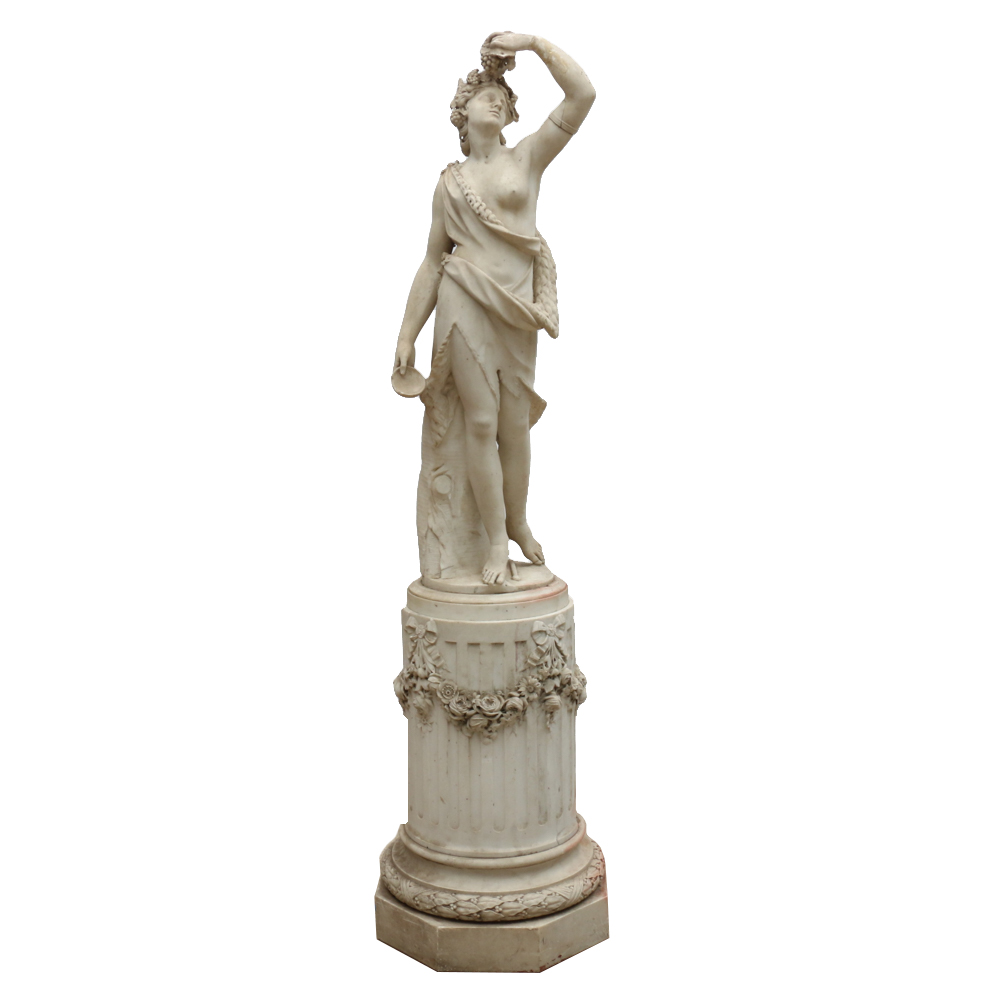 19th Century Marble Sculpture of Classical Figure on Pedestal