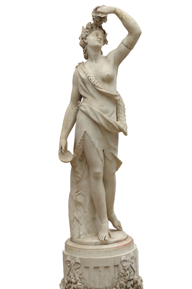 19th Century Marble Sculpture of Classical Figure on Pedestal