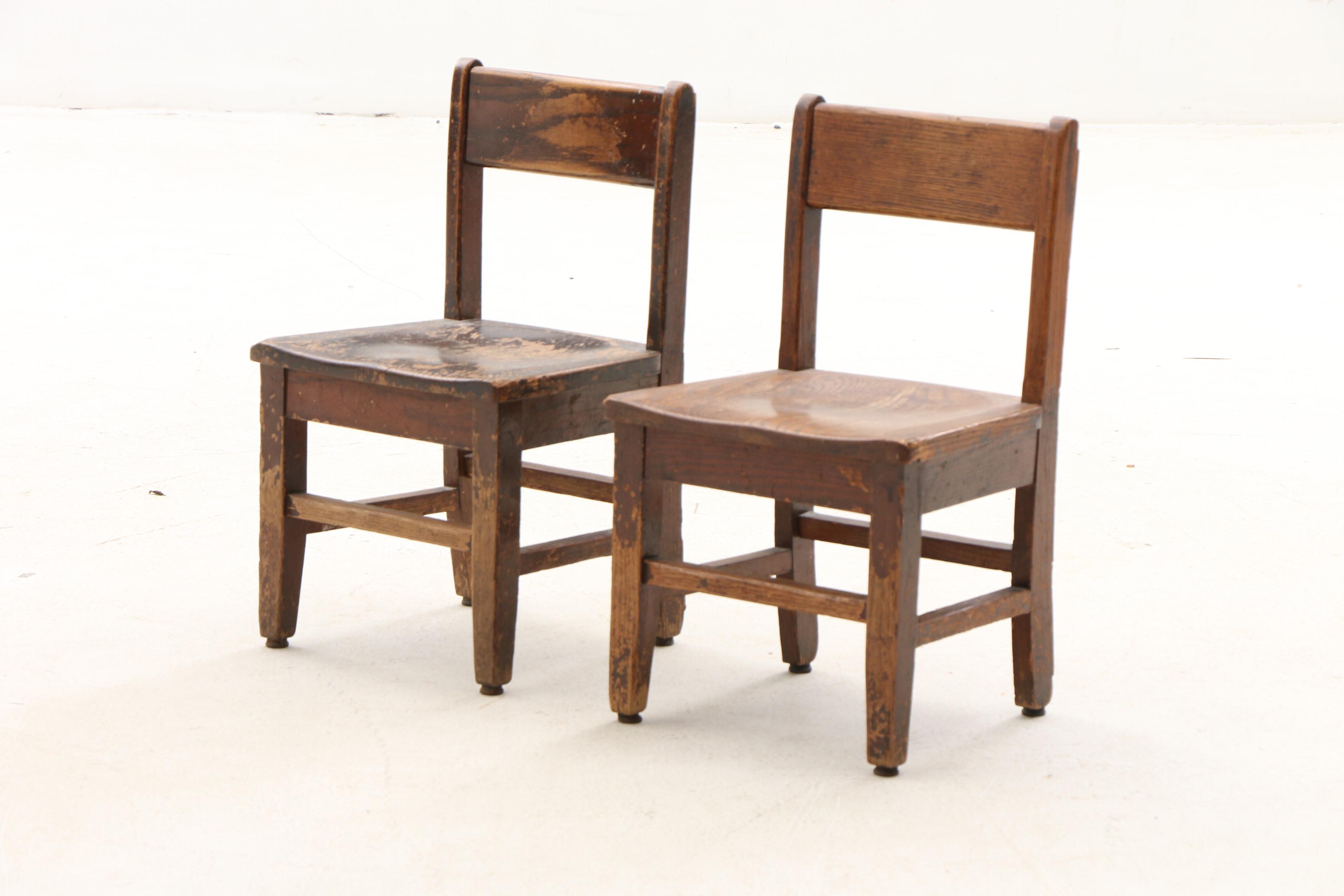 Tiger Maple Children's Table and Oak Chairs
