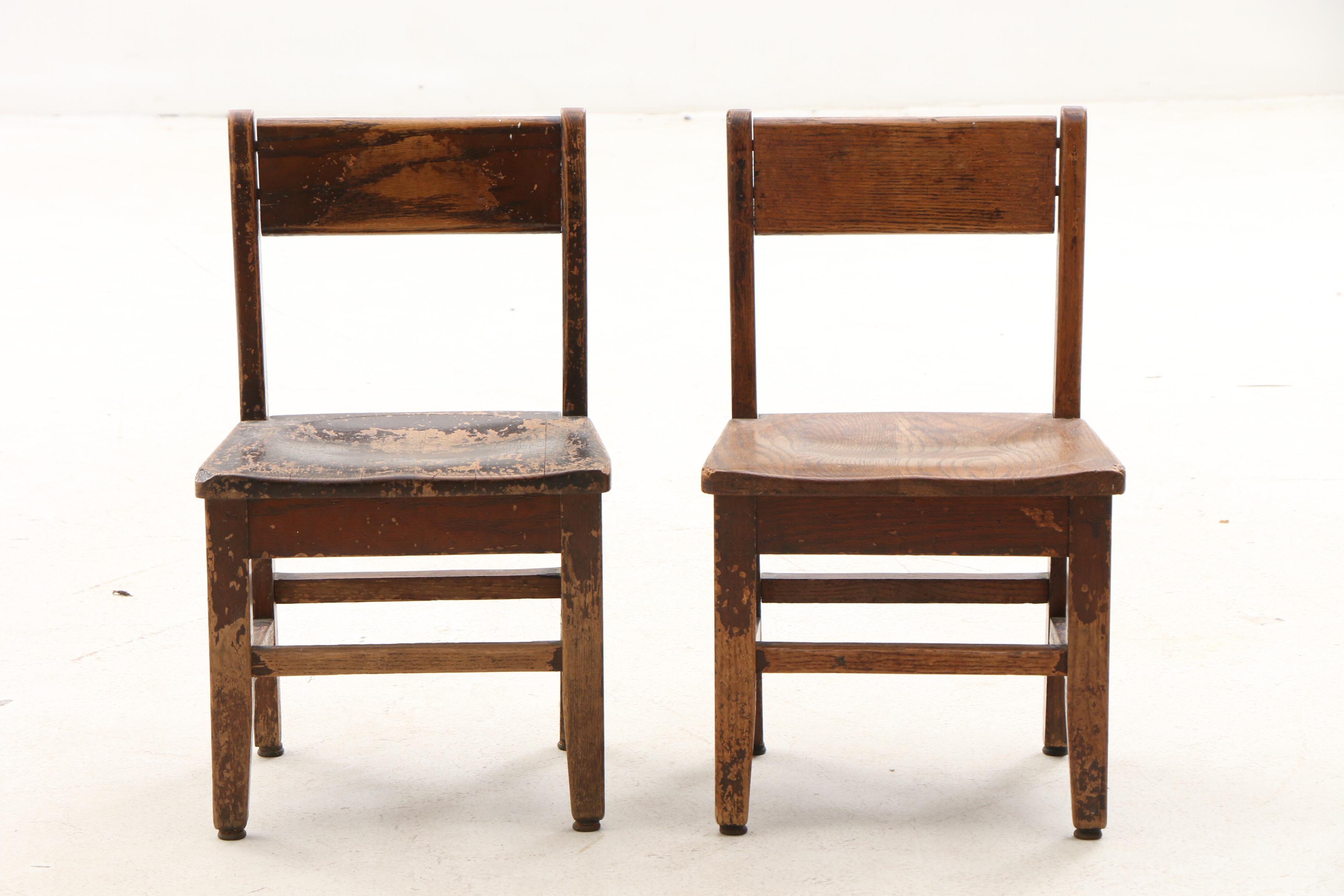 Tiger Maple Children's Table and Oak Chairs
