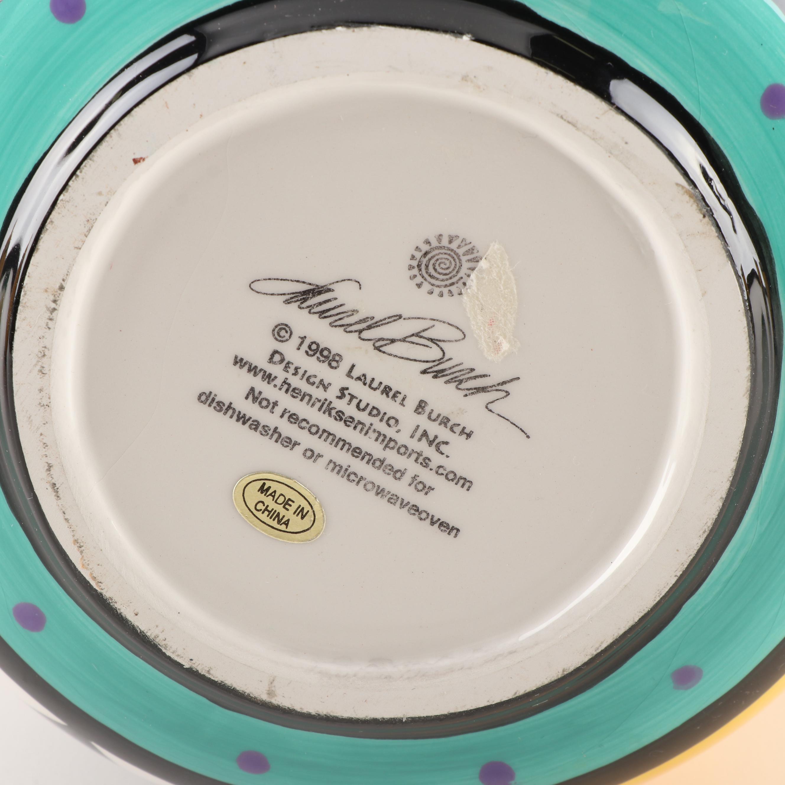 Laurel Burch Tea Set with Black Spotted Cat