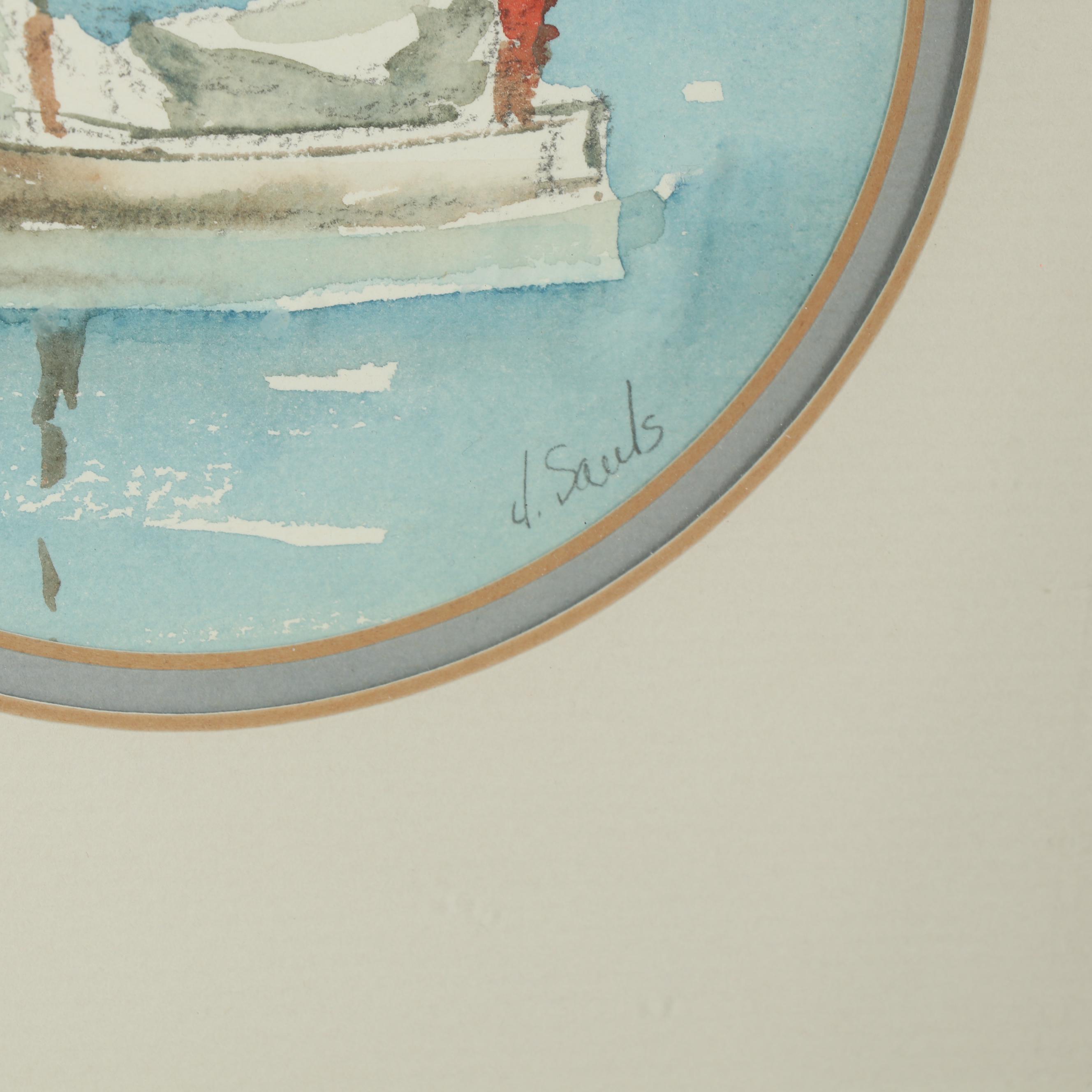 Jean Lay Sauls Watercolor Painting of a Sailboat