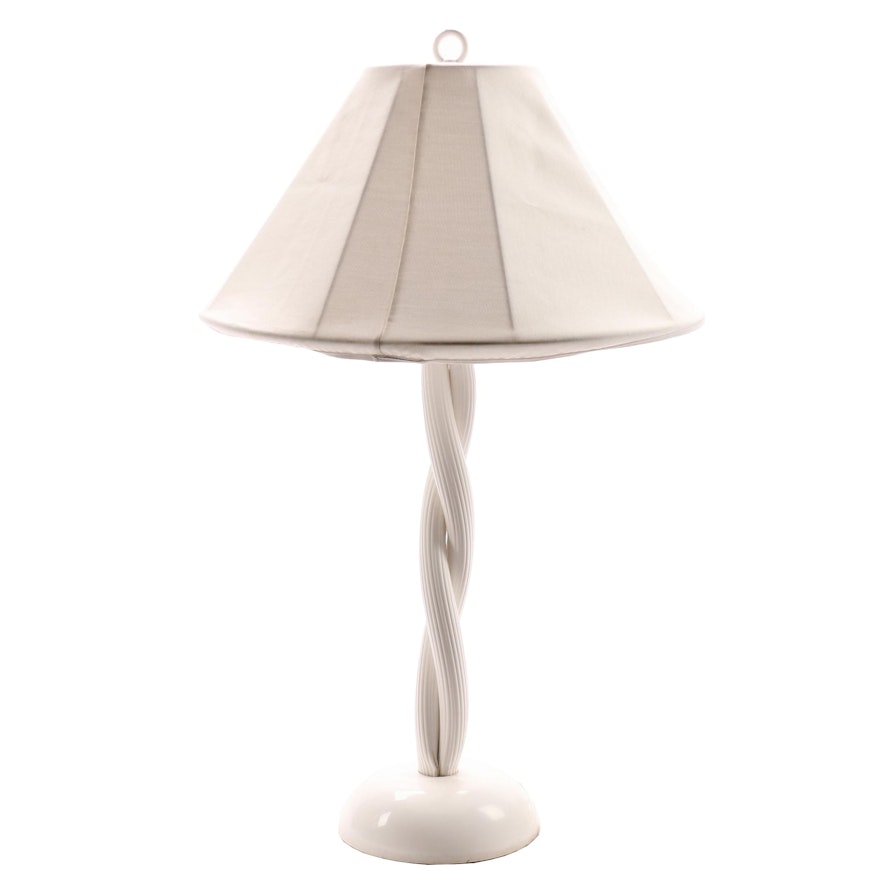 Olympia White Outdoor Twist Base Patio Table Lamp with Canvas Shade