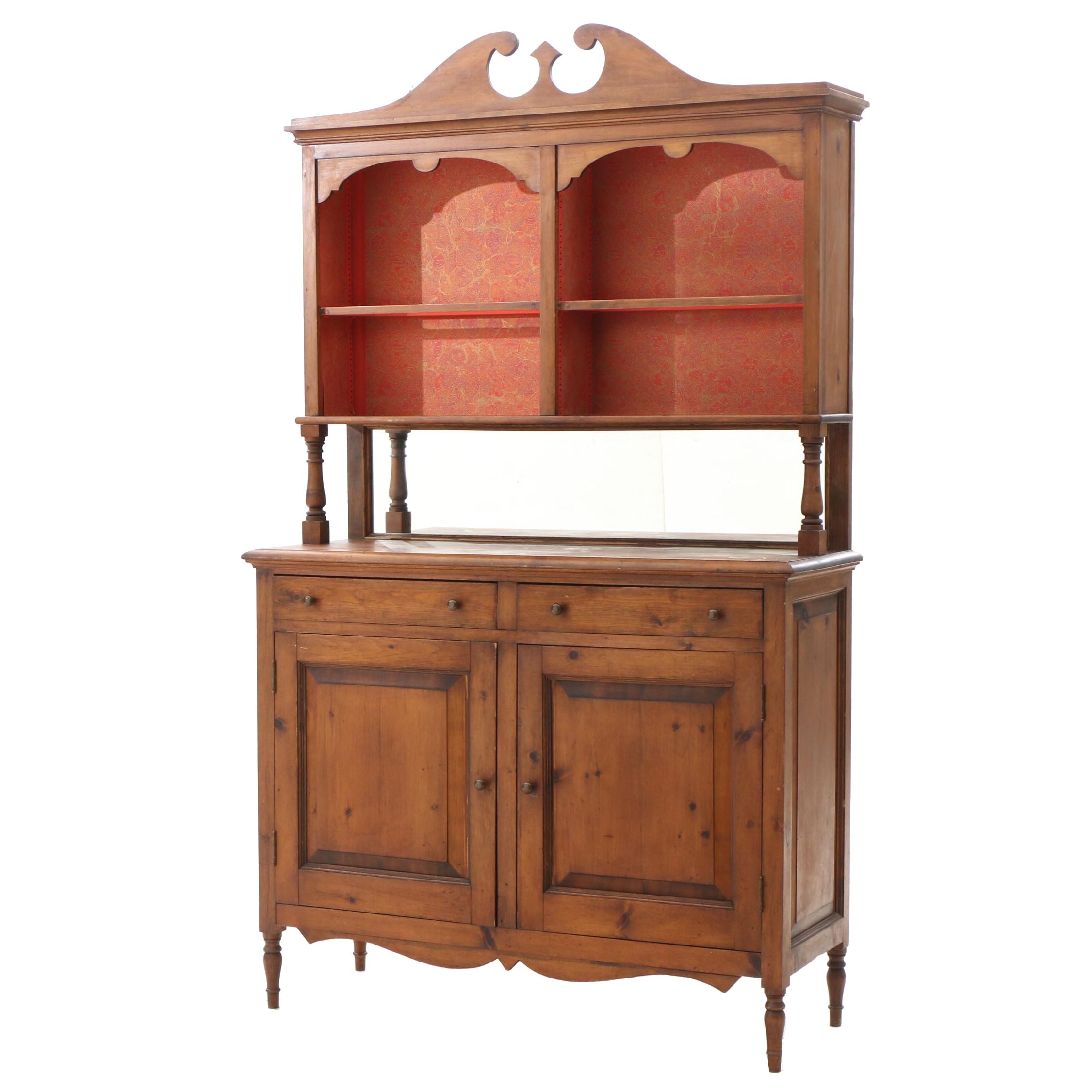 Colonial Revival Pine and Mixed Woods Side Server by Rowe & Giles, Mid 20th c.