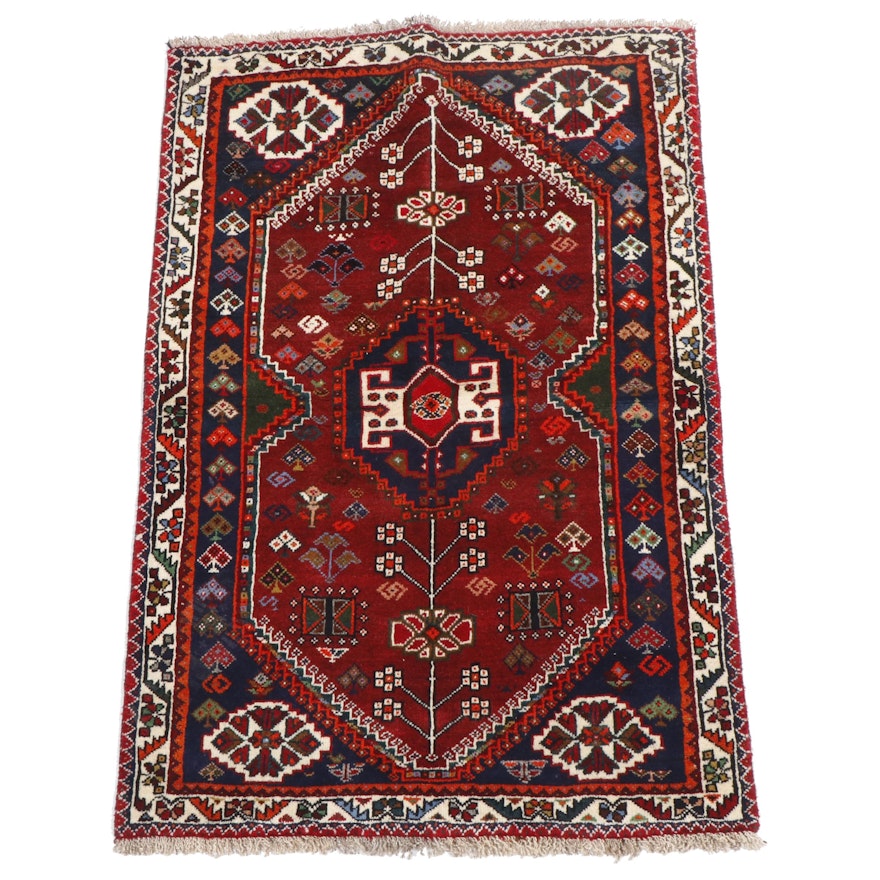 Hand-Knotted Persian Qashqai Wool Rug