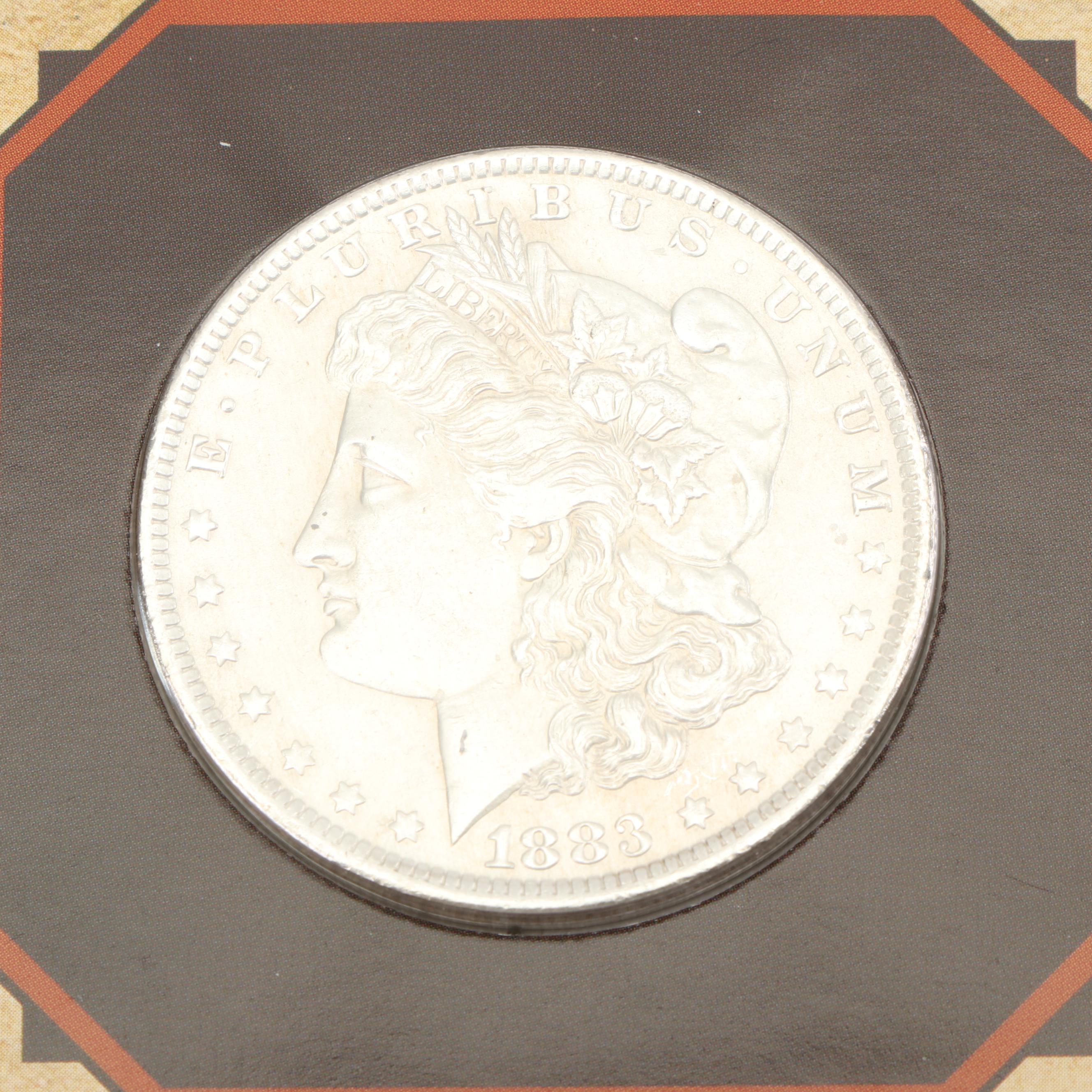 1883-O Morgan Silver Dollar with 1994 "Geronimo" Collectible Postage Stamp