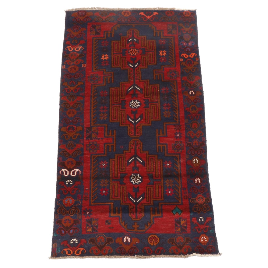 Hand-Knotted Pakistani Baluch Wool Rug