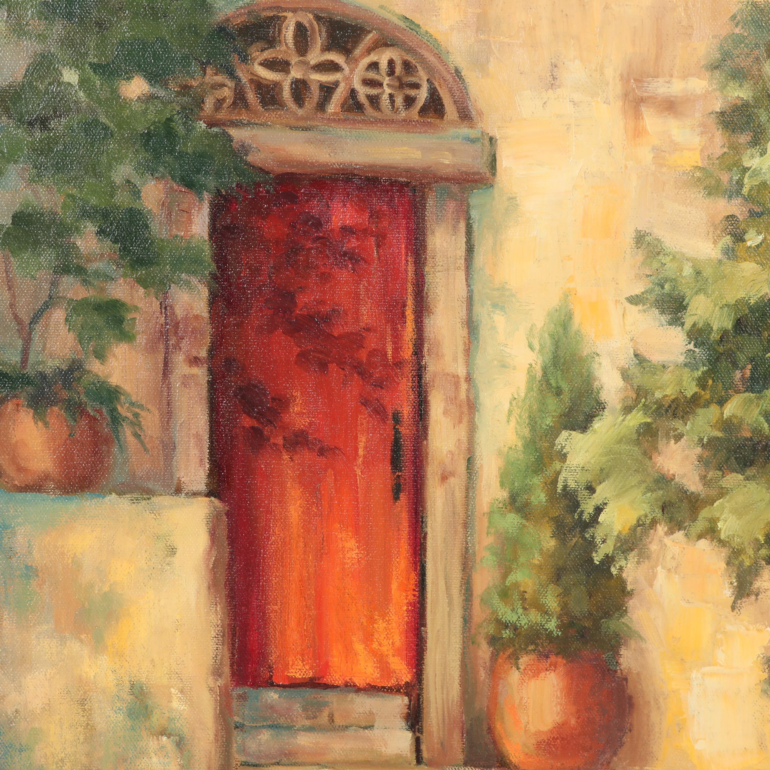 Joan Cole Oil Painting of an Mediterranean Villa