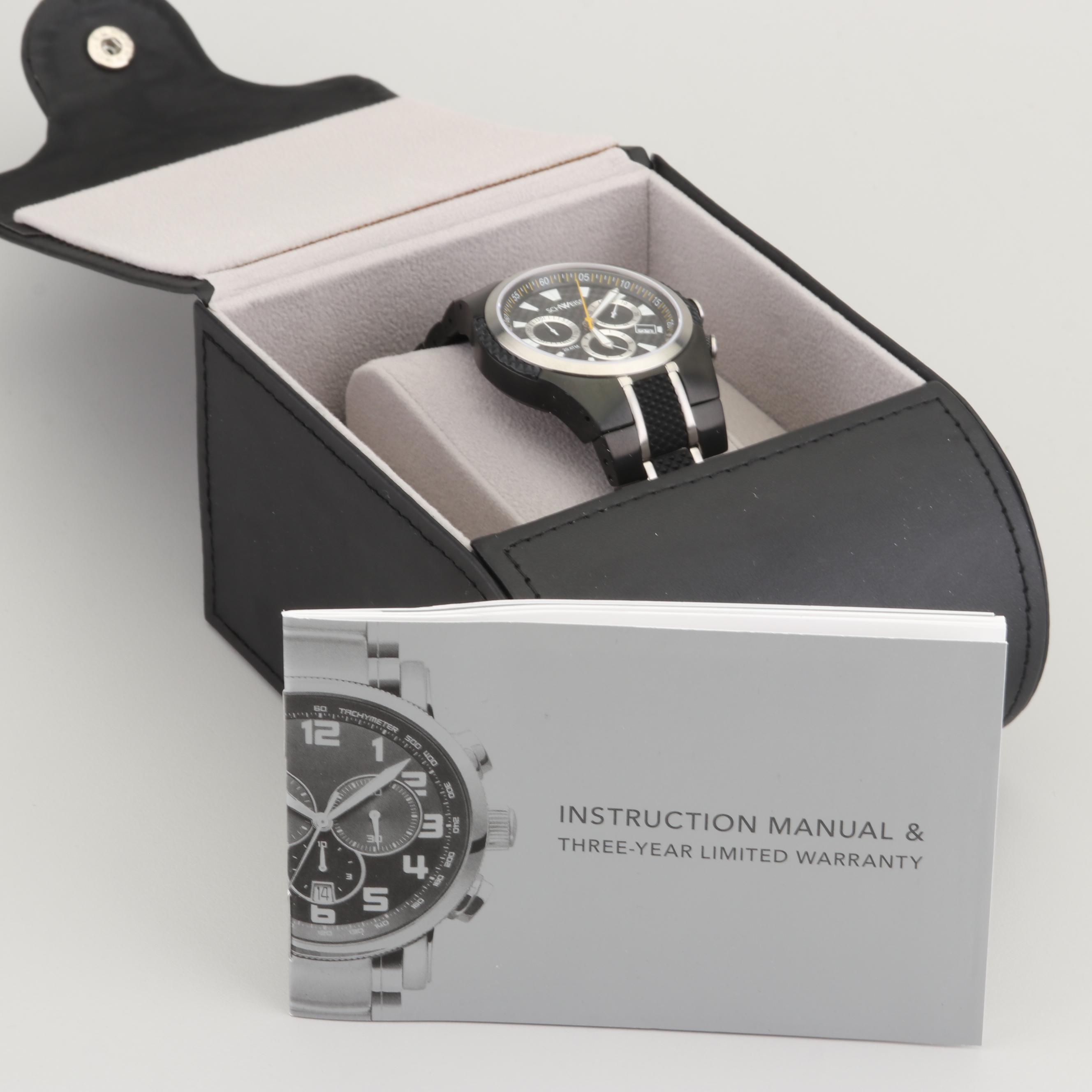 Schweiss Swiss Chronograph Black Stainless Steel and Rubber Watch