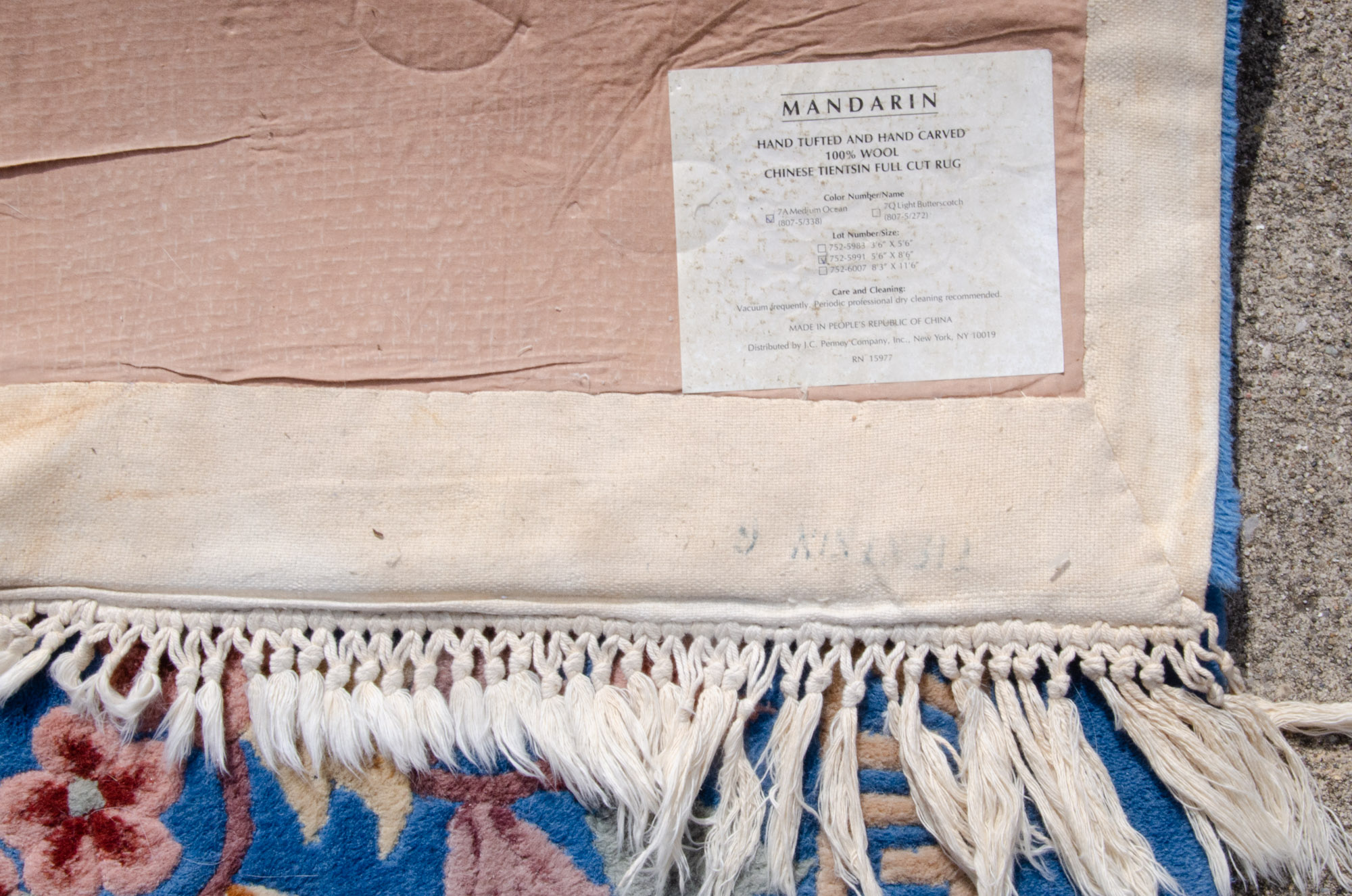 Hand Tufted "Mandarin" Chinese Tientsin Carved Wool Rug