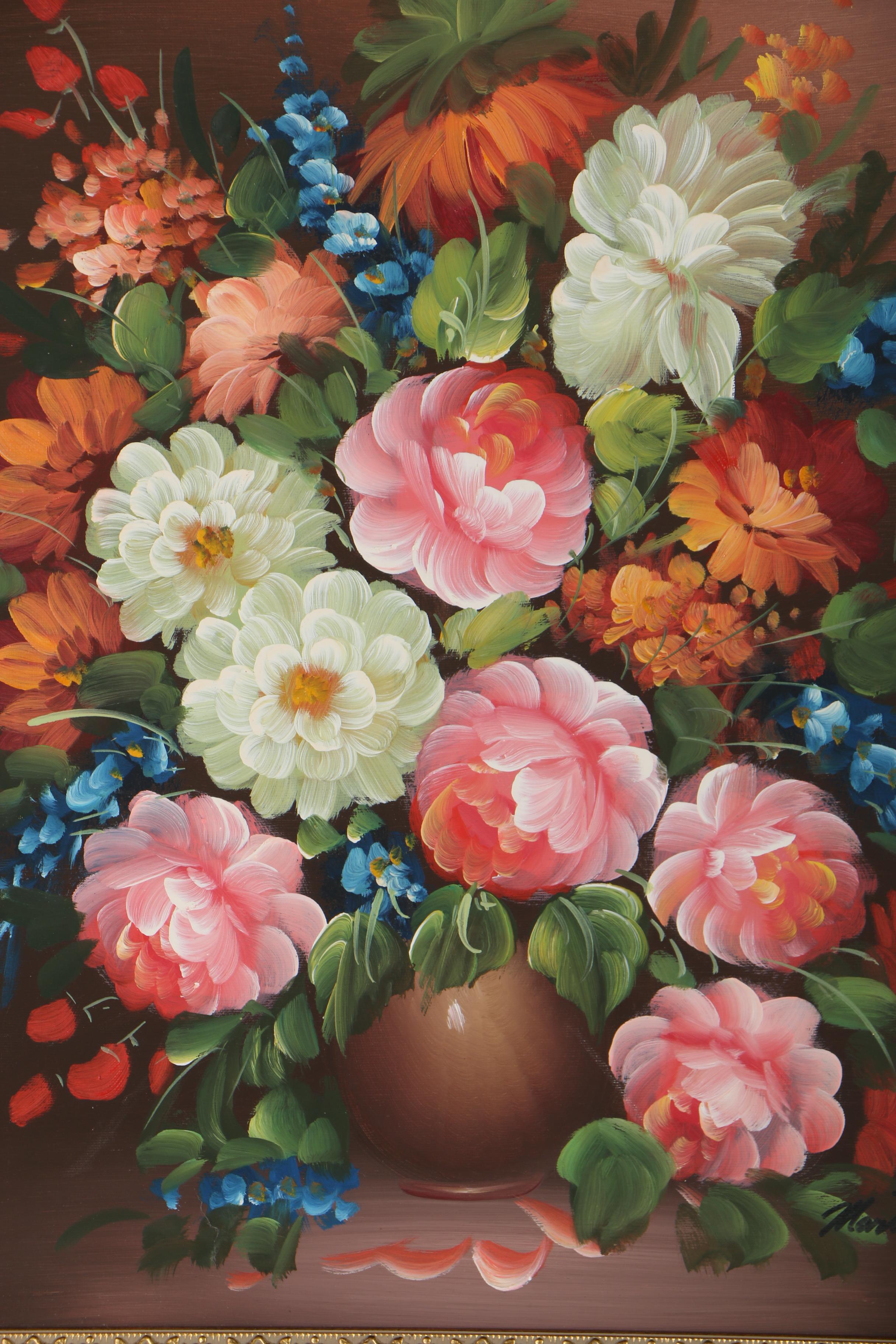 Martin Oil Painting of a Floral Still Life