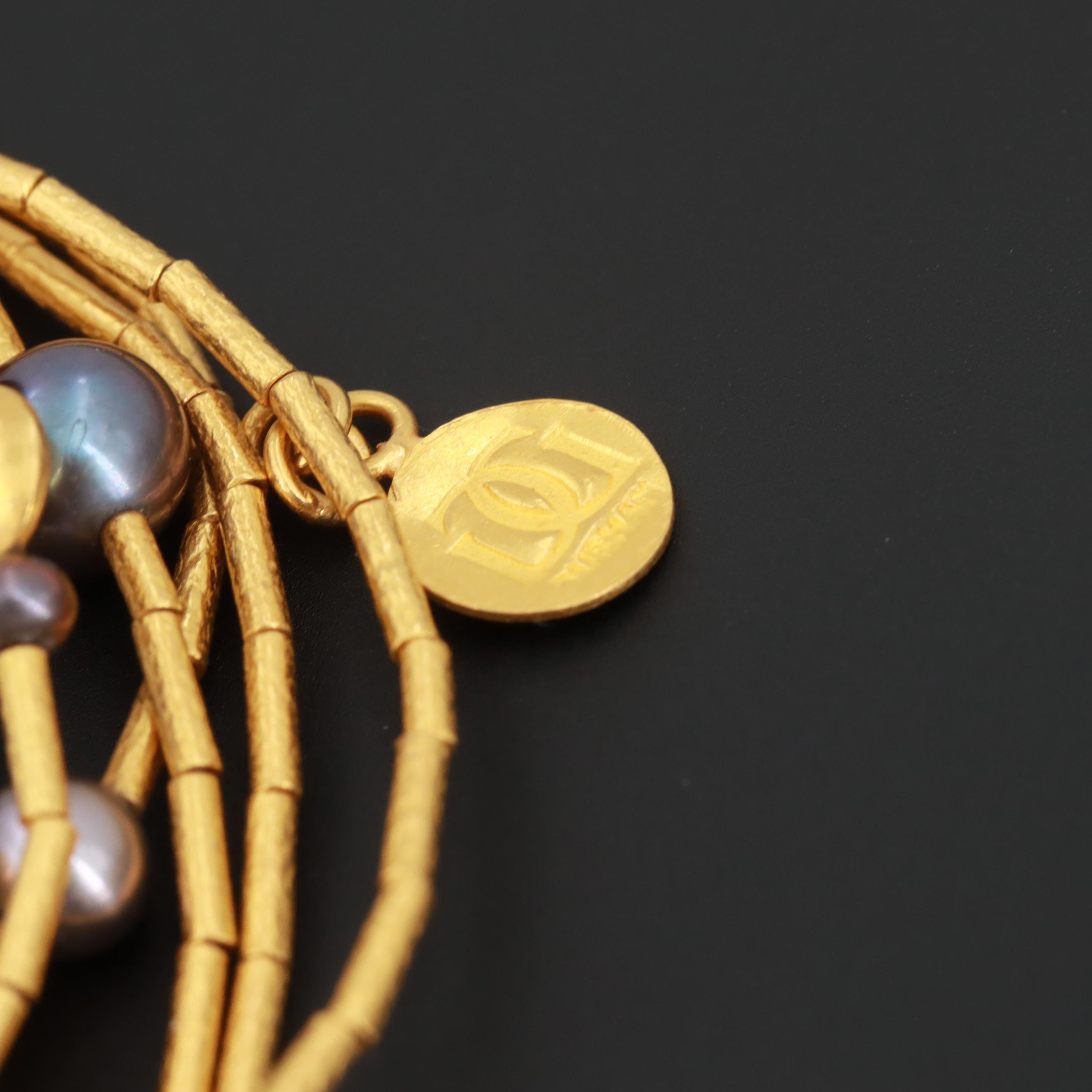 Gurhan 24K Yellow Gold Cultured Pearl and Emerald Multi-Strand Bracelet