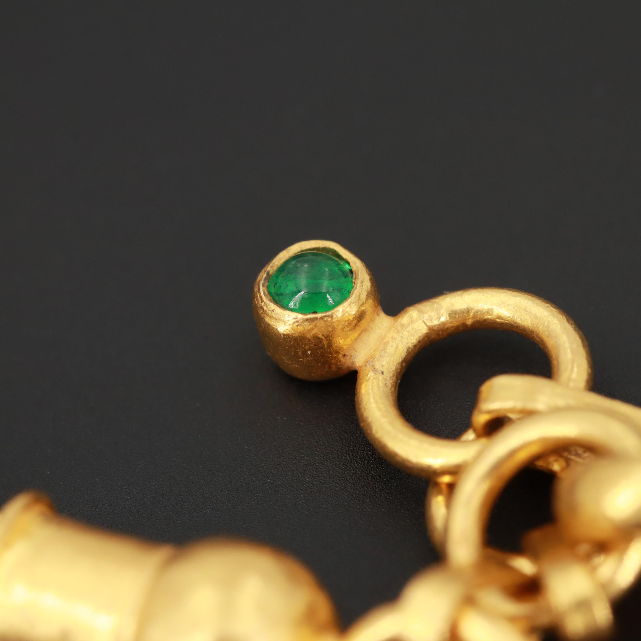 Gurhan 24K Yellow Gold Cultured Pearl and Emerald Multi-Strand Bracelet